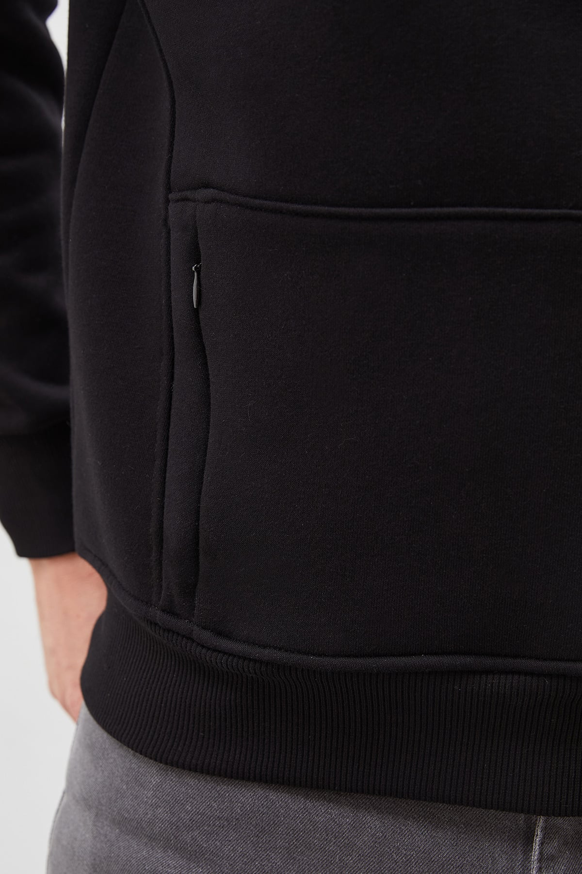 3 İplik Yarım Fermuarlı Dik Yaka Kanguru Cepli Sweatshirt 7