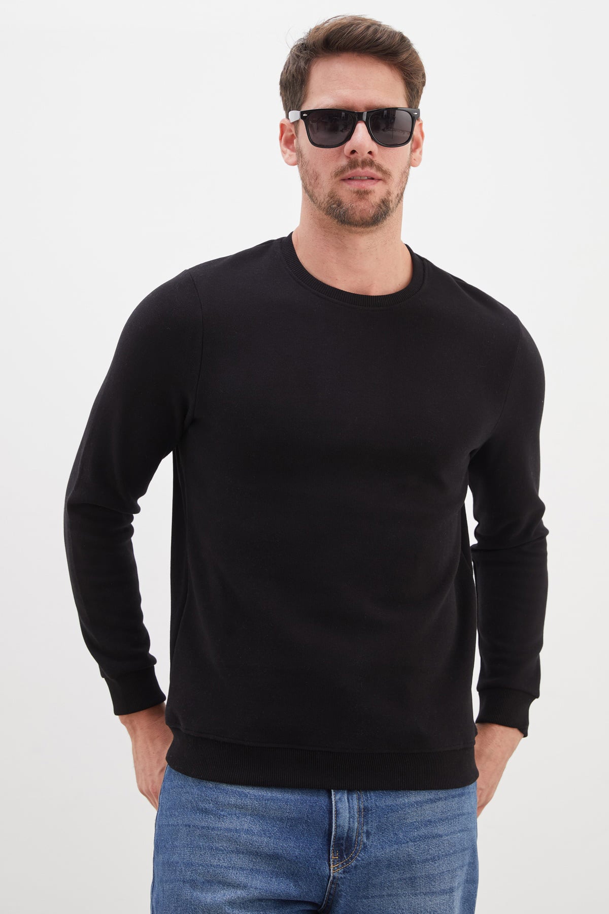 Erkek Fitilli Bisiklet Yaka Selanik Örgü Sweatshirt 3