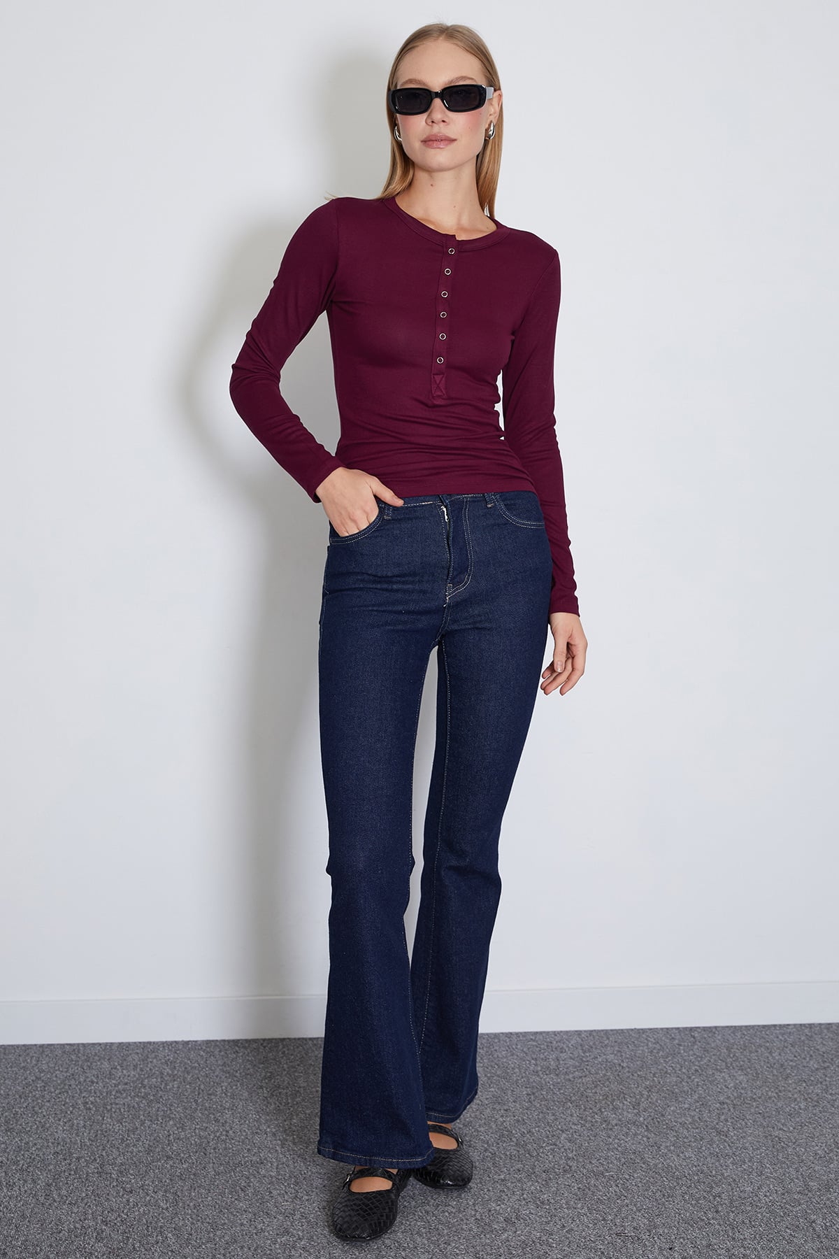 Yarım Çıtçıtlı Slim Fit Bluz 2