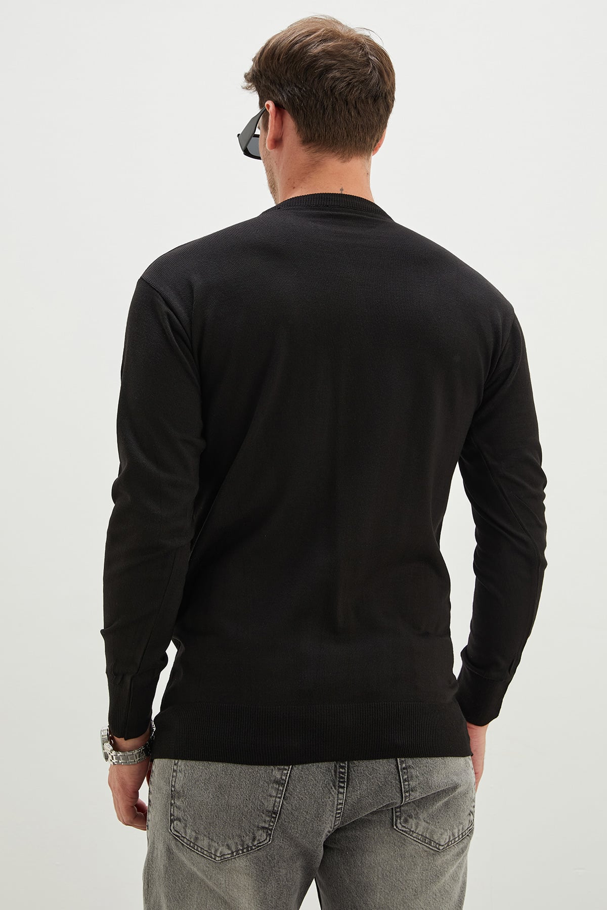 Basic Bisiklet Yaka Regular Fit Triko Kazak 8
