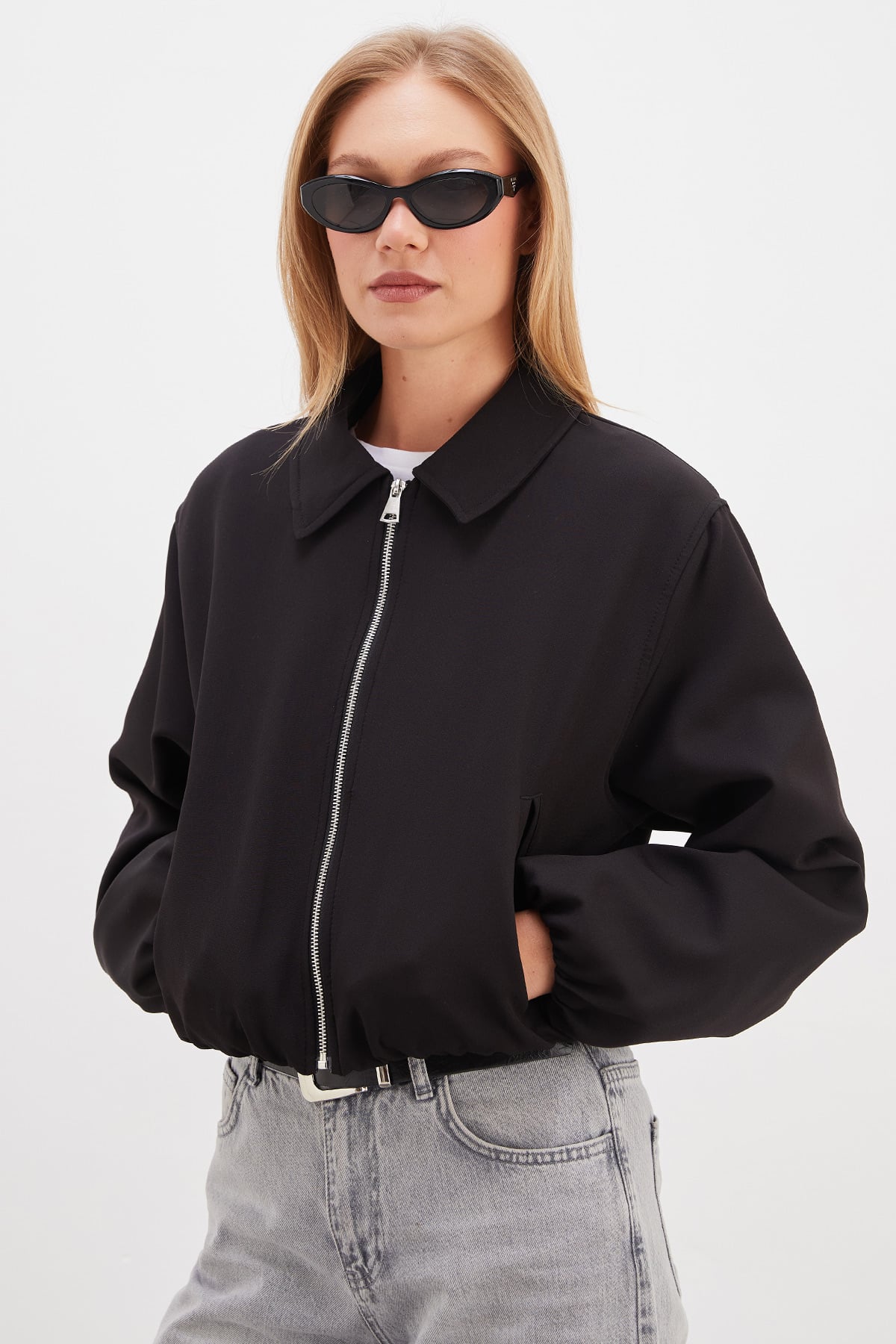 Fermuarlı Polo Yaka Bomber Ceket 6