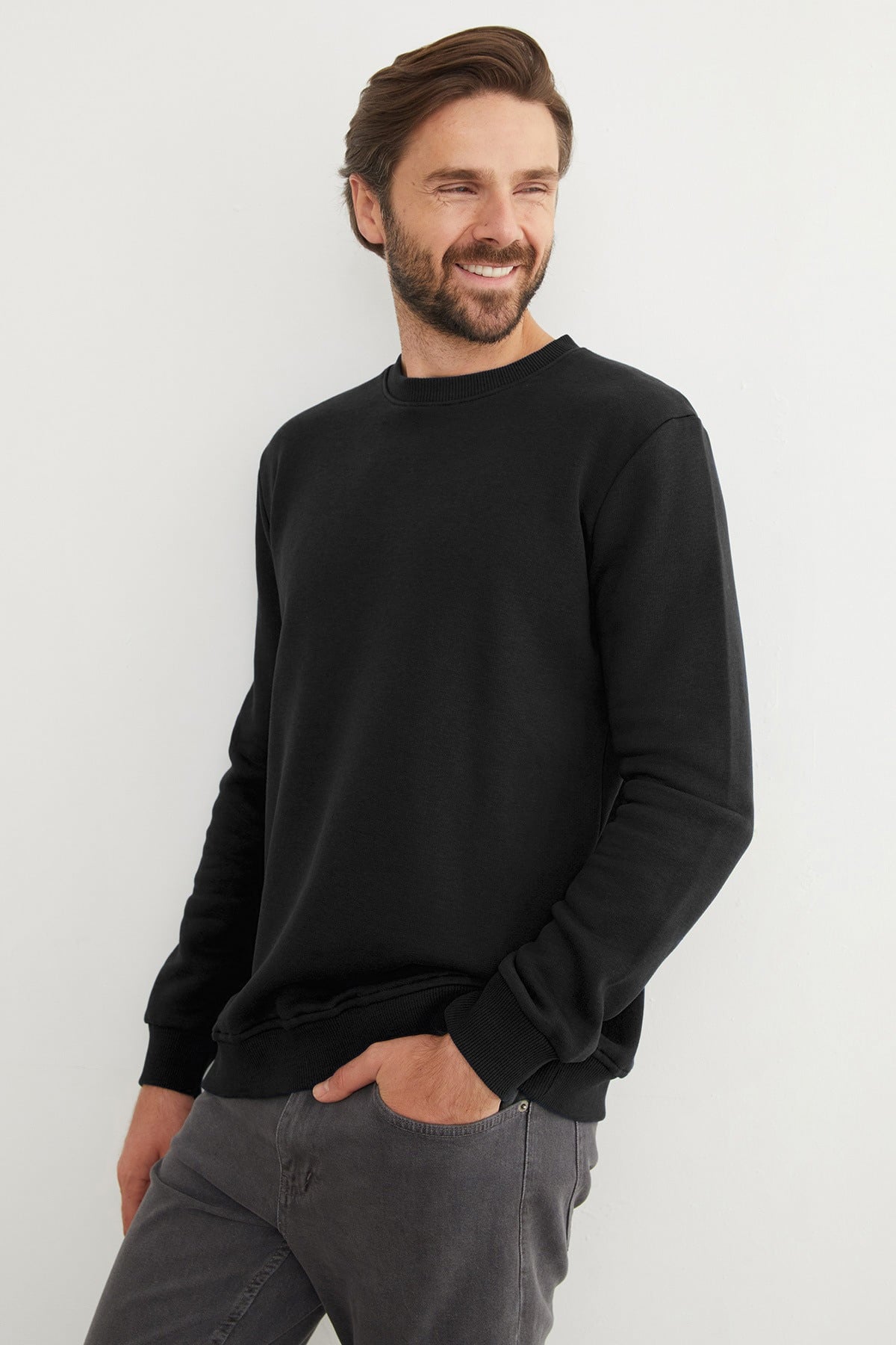 3 İplik Basic Bisiklet Yaka Sweatshirt
