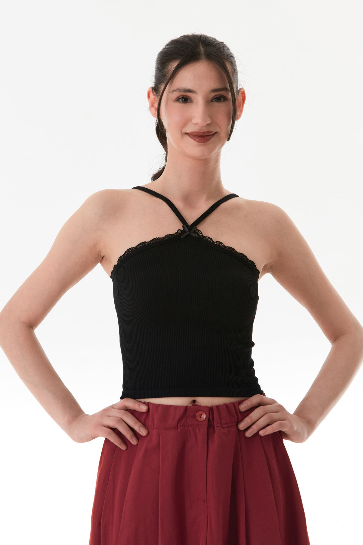 Fitilli Çapraz Askılı Crop Body