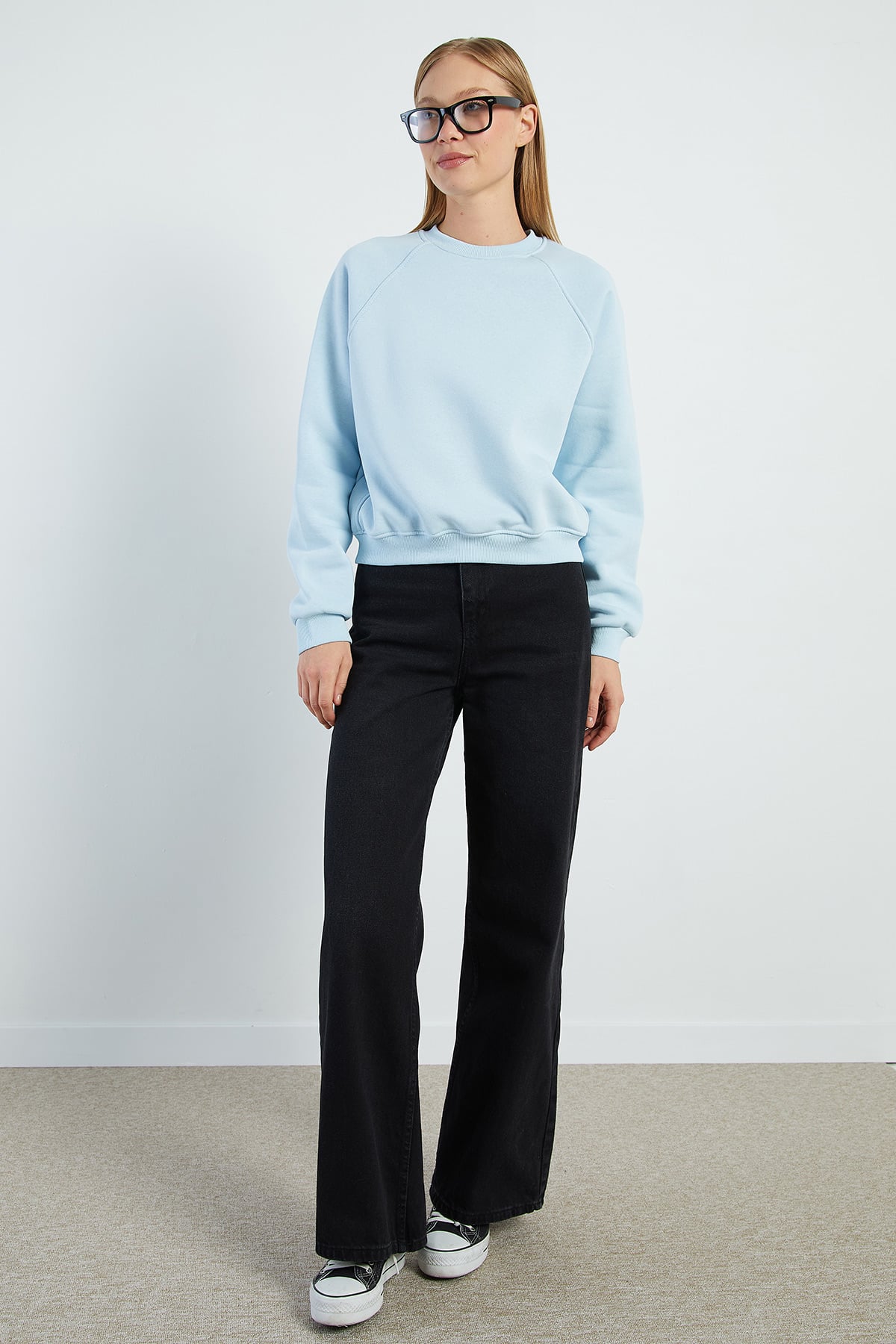 3 İplik Basic Bisiklet Yaka Oversize Sweatshirt 5