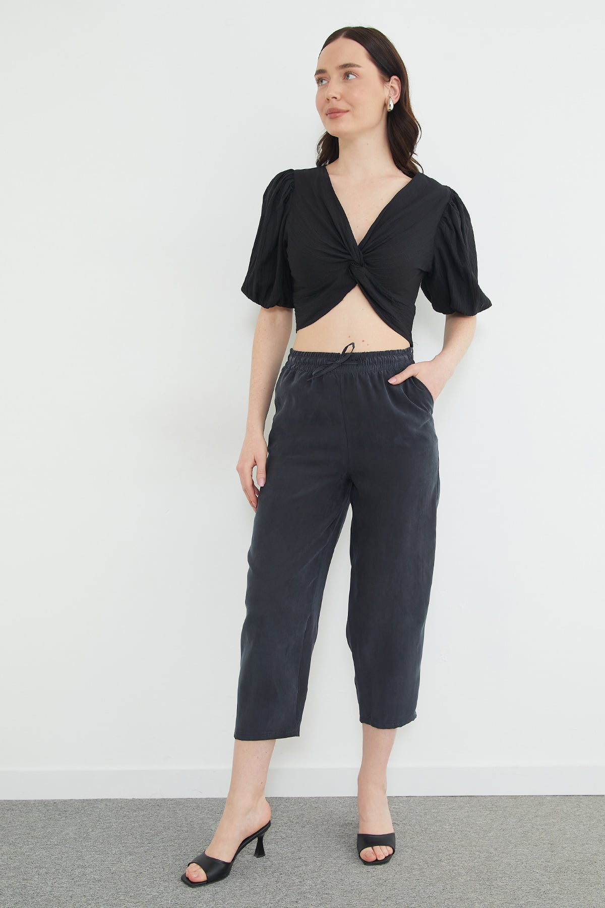 Beli Lastikli Cepli Tencel Kumaş Pantolon 4