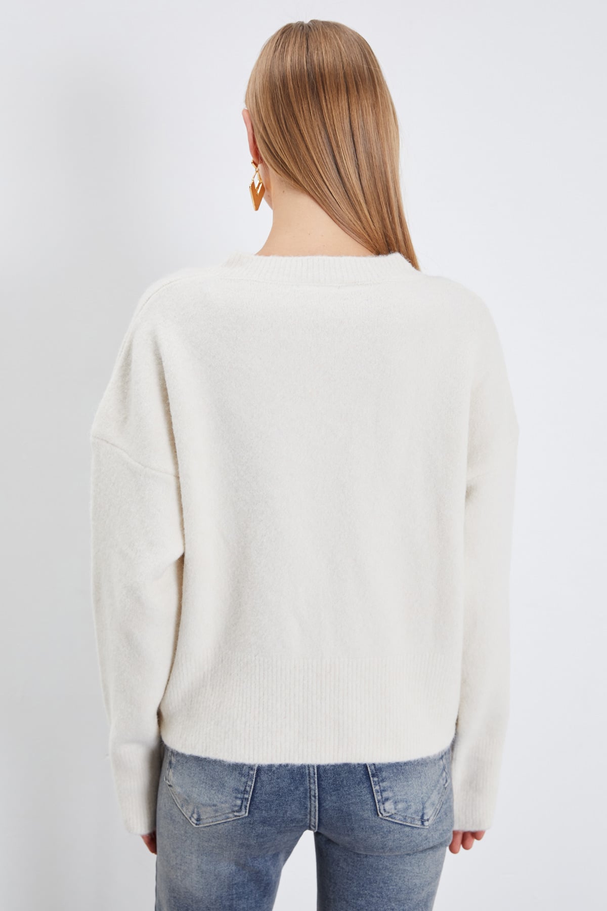Basic V Yaka Oversize Triko Kazak 7