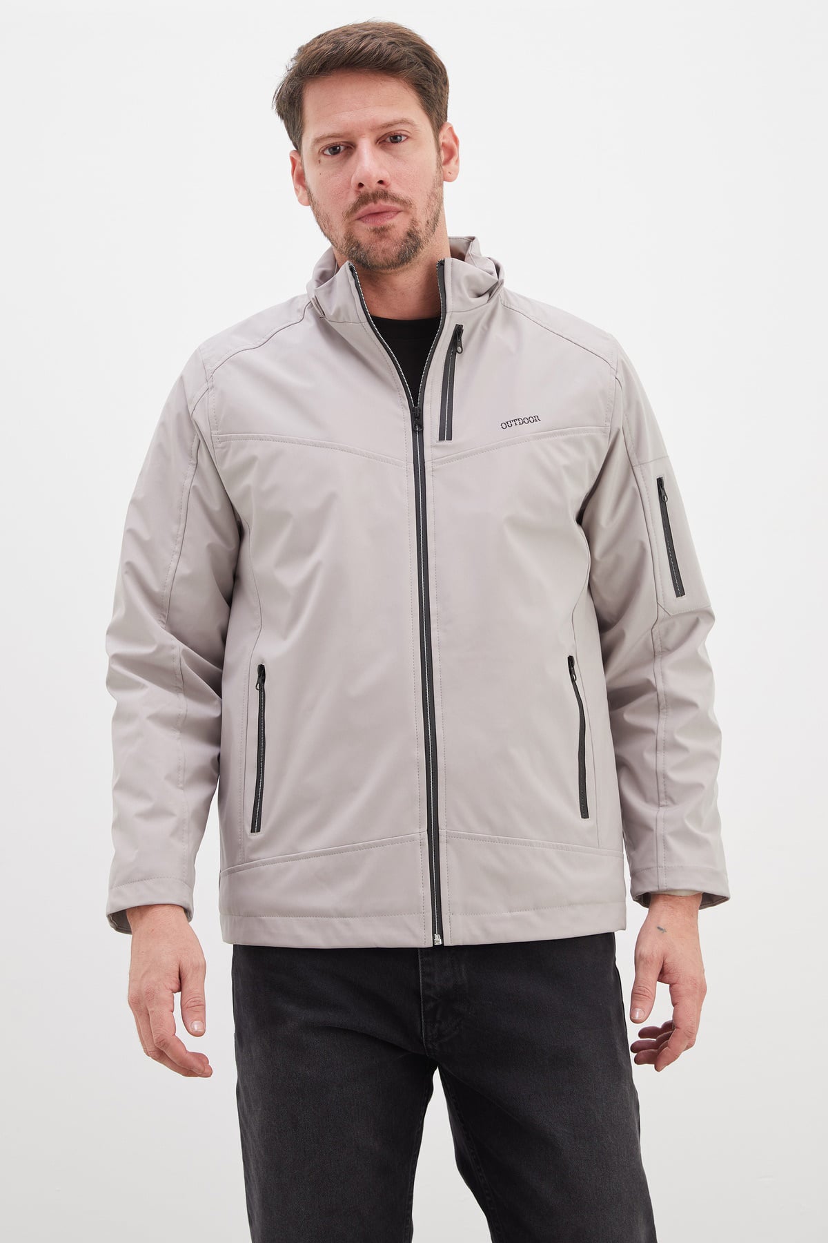Fermuarlı Çıkarılabilir Kapüşonlu Softshell Mont 8