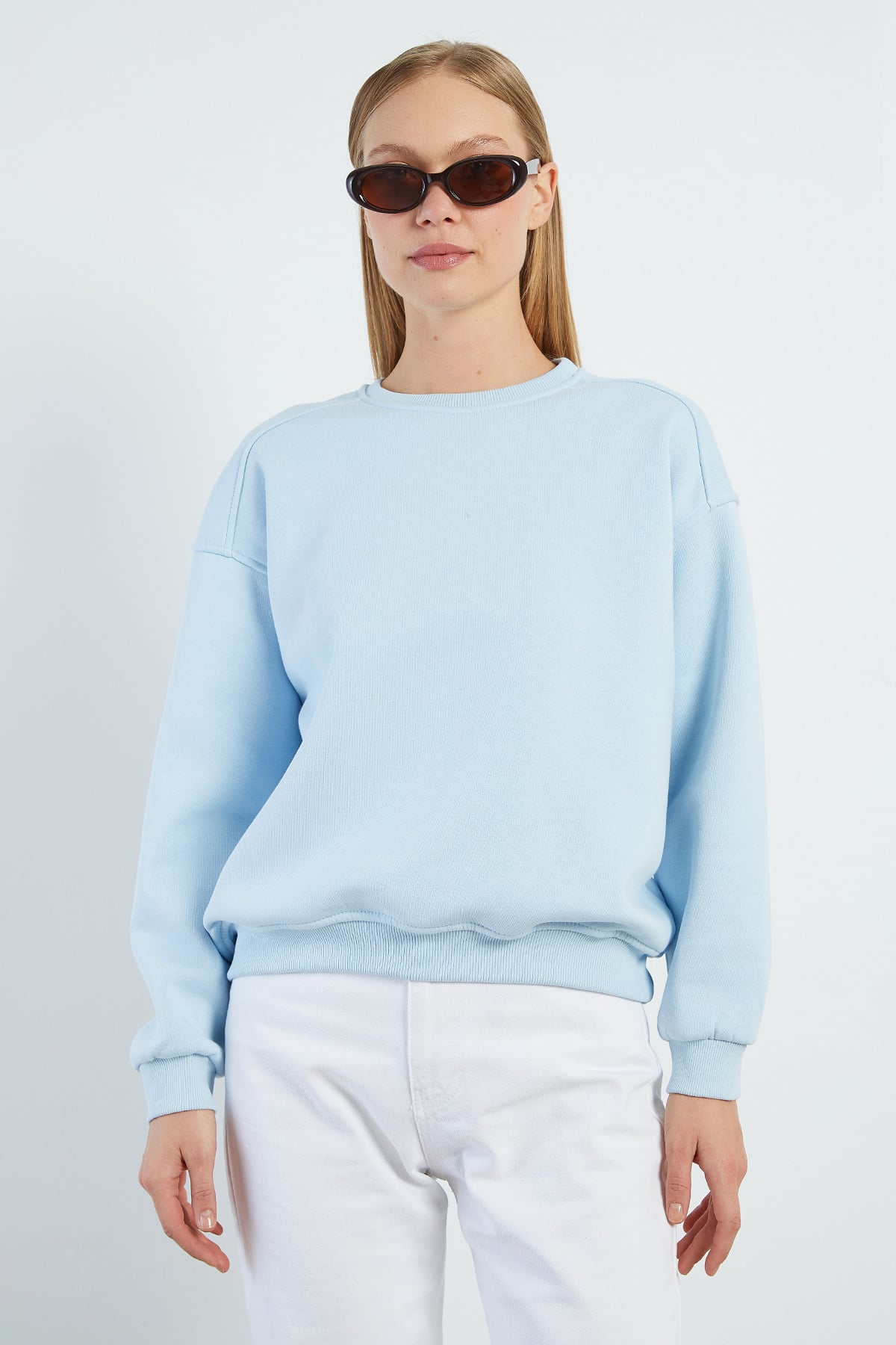 3 İplik Basic Bisiklet Yaka Oversize Sweatshirt 2