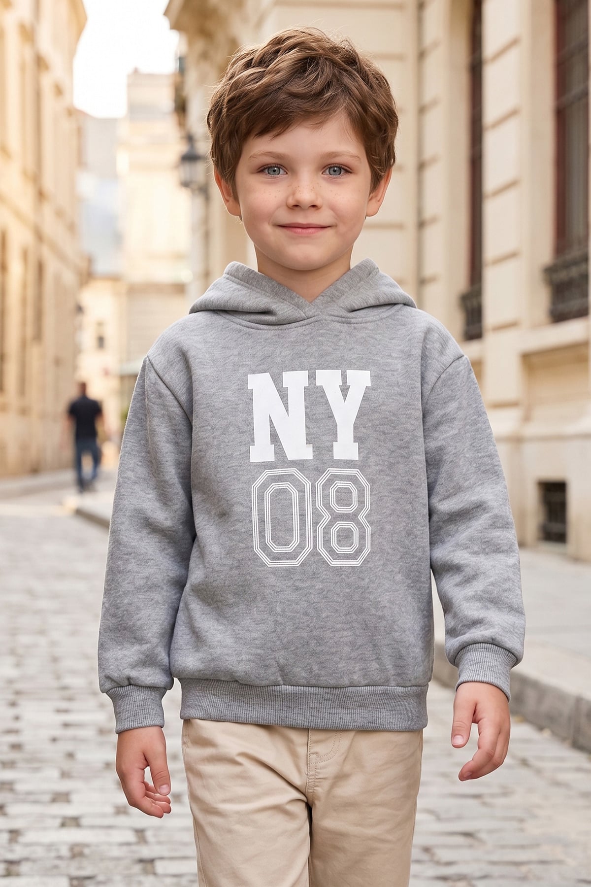 3 İ̇plik Yazı Ve Sayı Baskılı Kapüşonlu Erkek Çocuk Sweatshirt