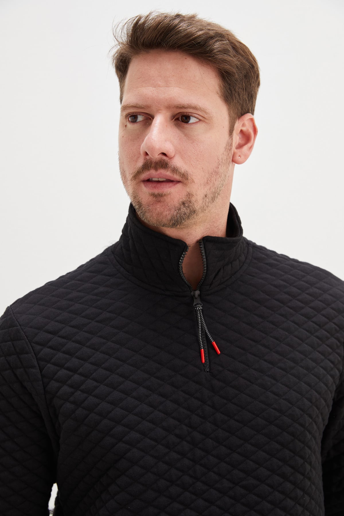 Yarım Fermuarlı Dik Yaka Kapitone Sweatshirt 7