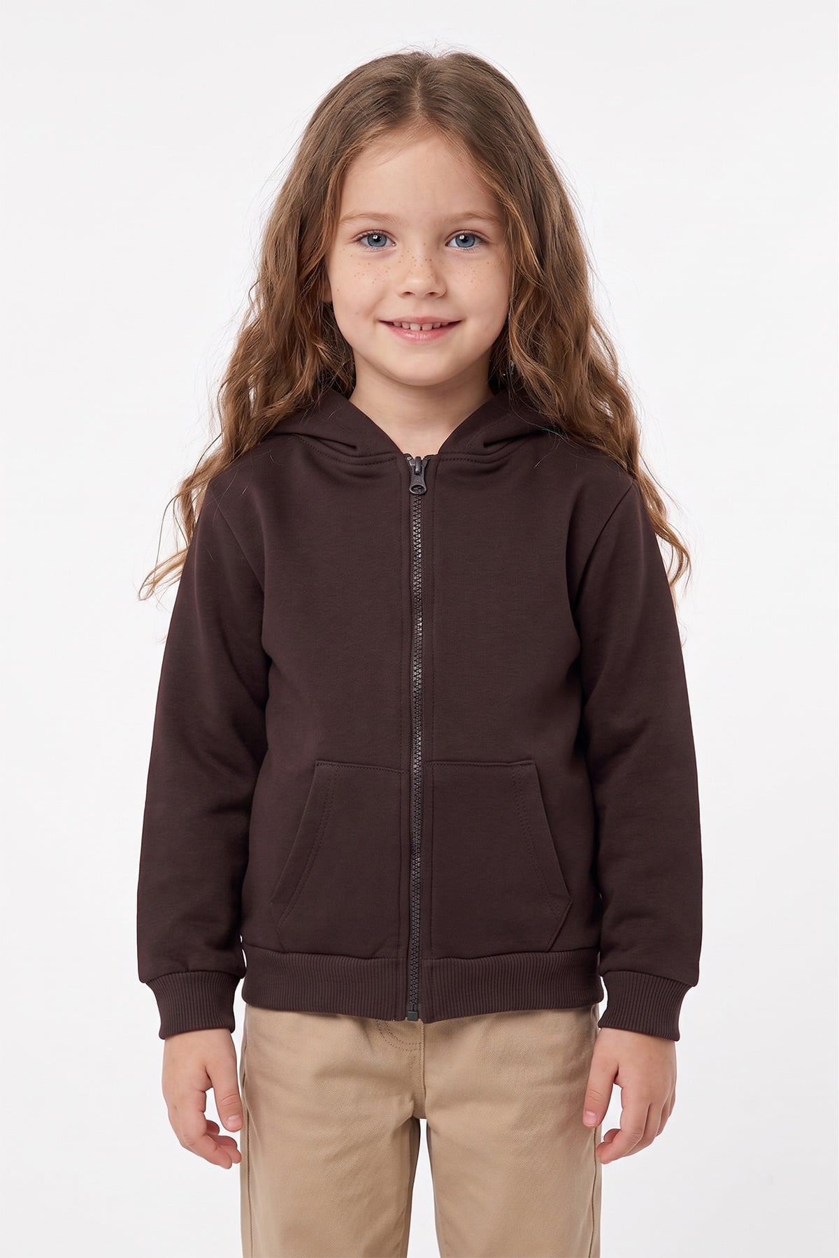 3 İplik Kapüşonlu Fermuarlı Unisex Çocuk Sweatshirt 2