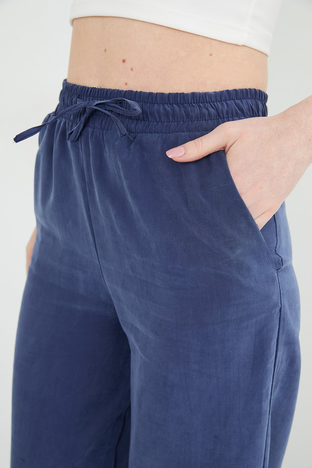 Beli Lastikli Cepli Tencel Kumaş Pantolon 5