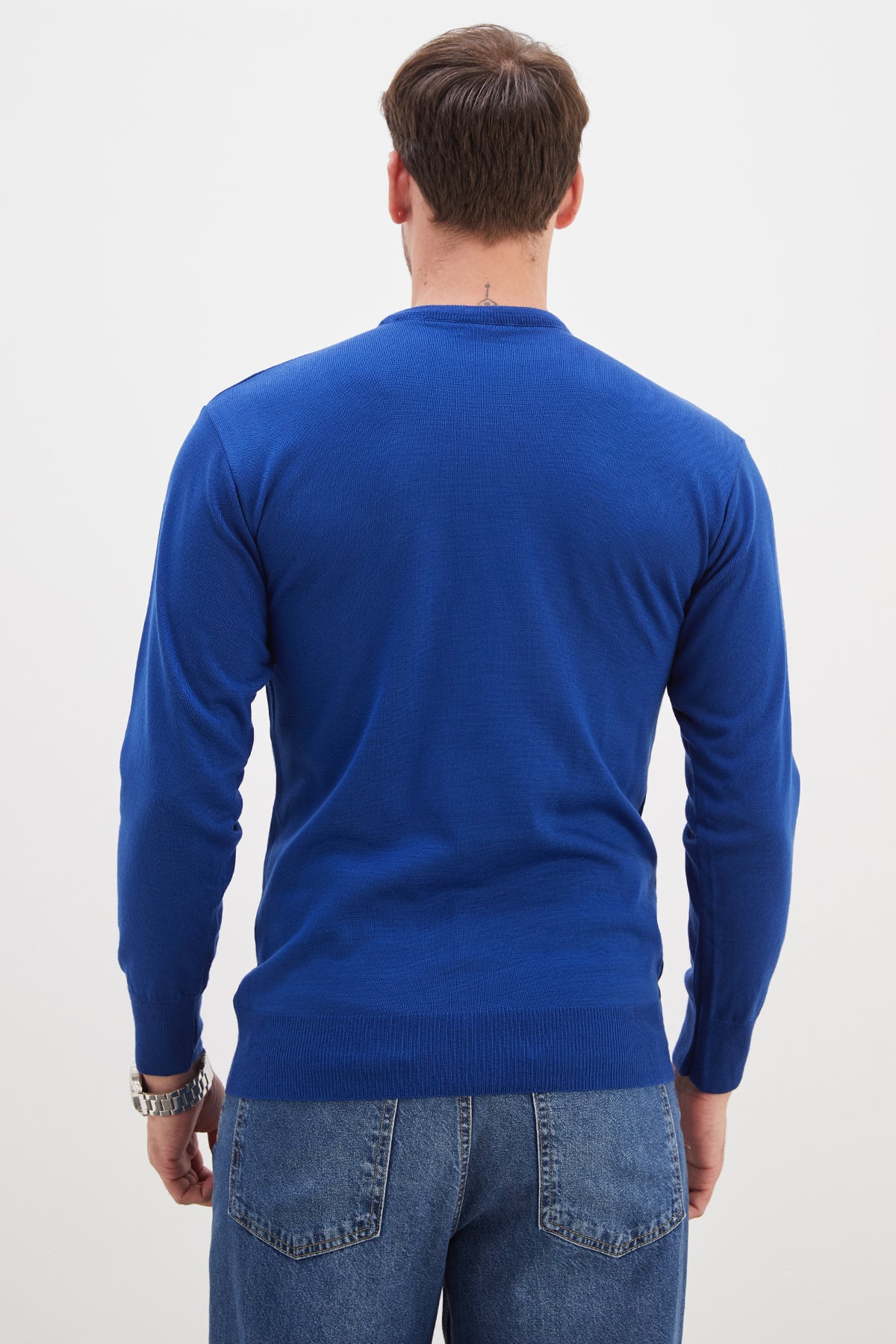 Basic Bisiklet Yaka Regular Fit Triko Kazak 8