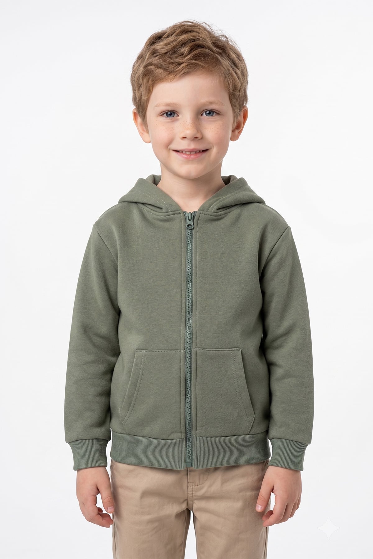 3 İplik Kapüşonlu Fermuarlı Unisex Çocuk Sweatshirt 2