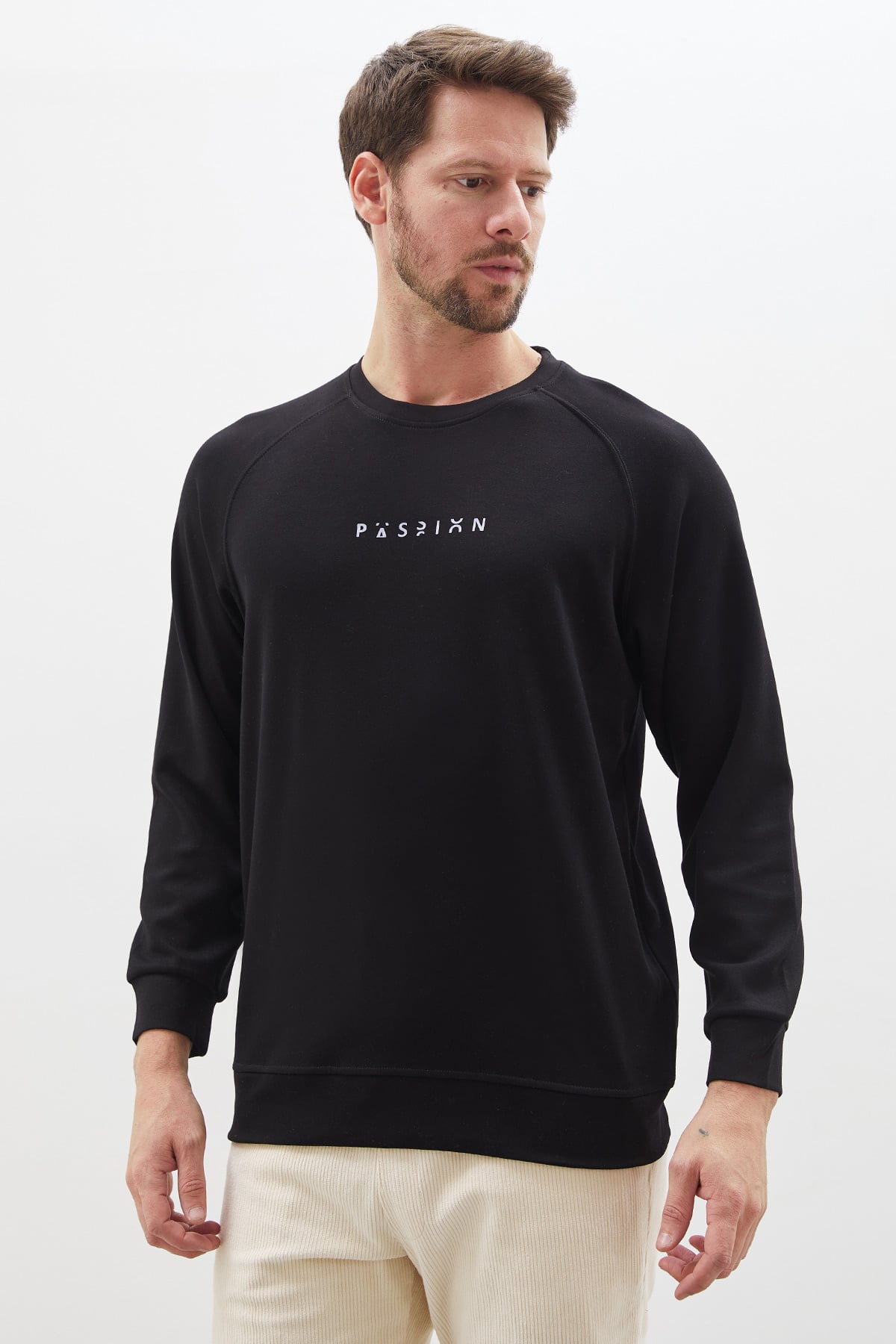Baskılı Bisiklet Yaka Modal Sweatshirt 3