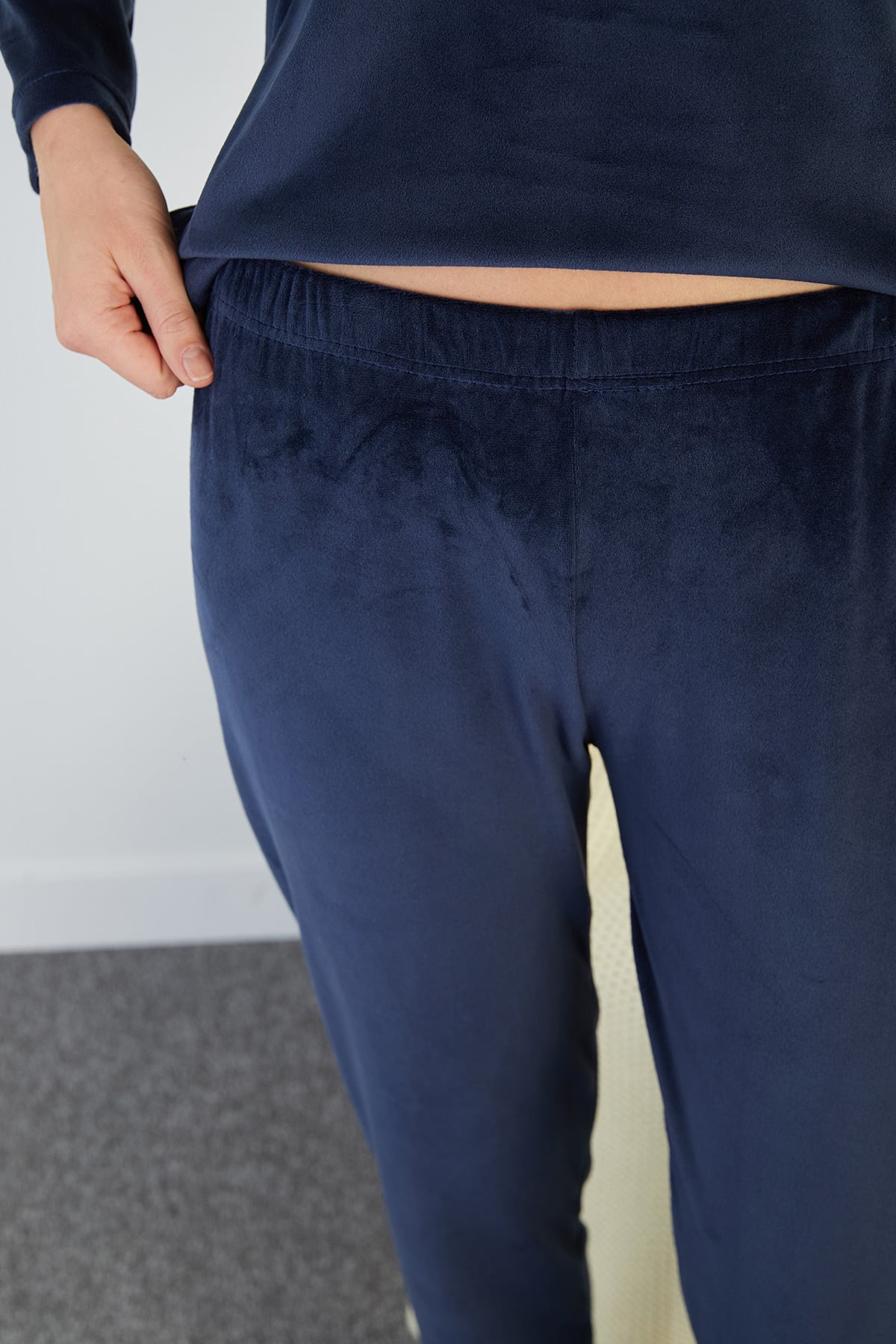 I Love Winter Kabartma Baskılı Kadife Pijama Takımı 5