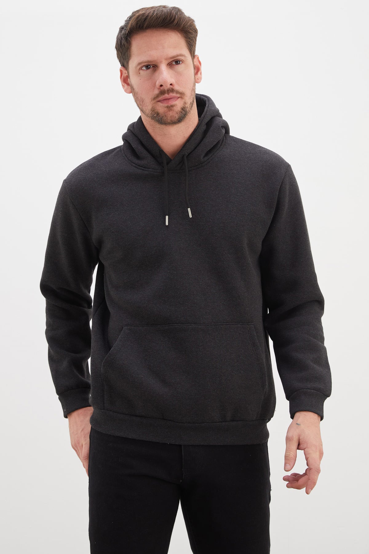 3 İplik Basic Kapüşonlu Kanguru Cepli Sweatshirt 3