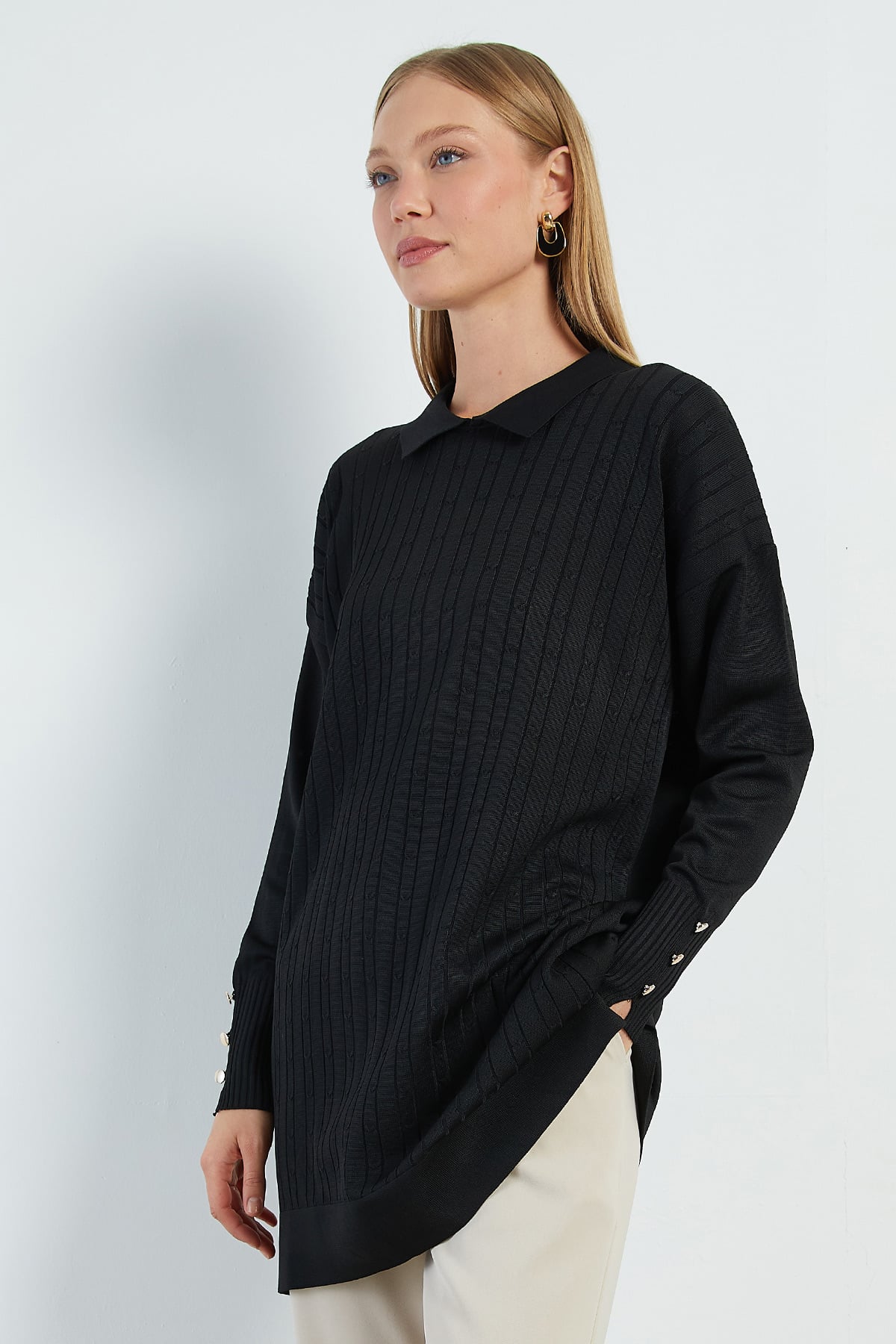 Fullamodest Jakarlı Polo Yaka Tunik 3