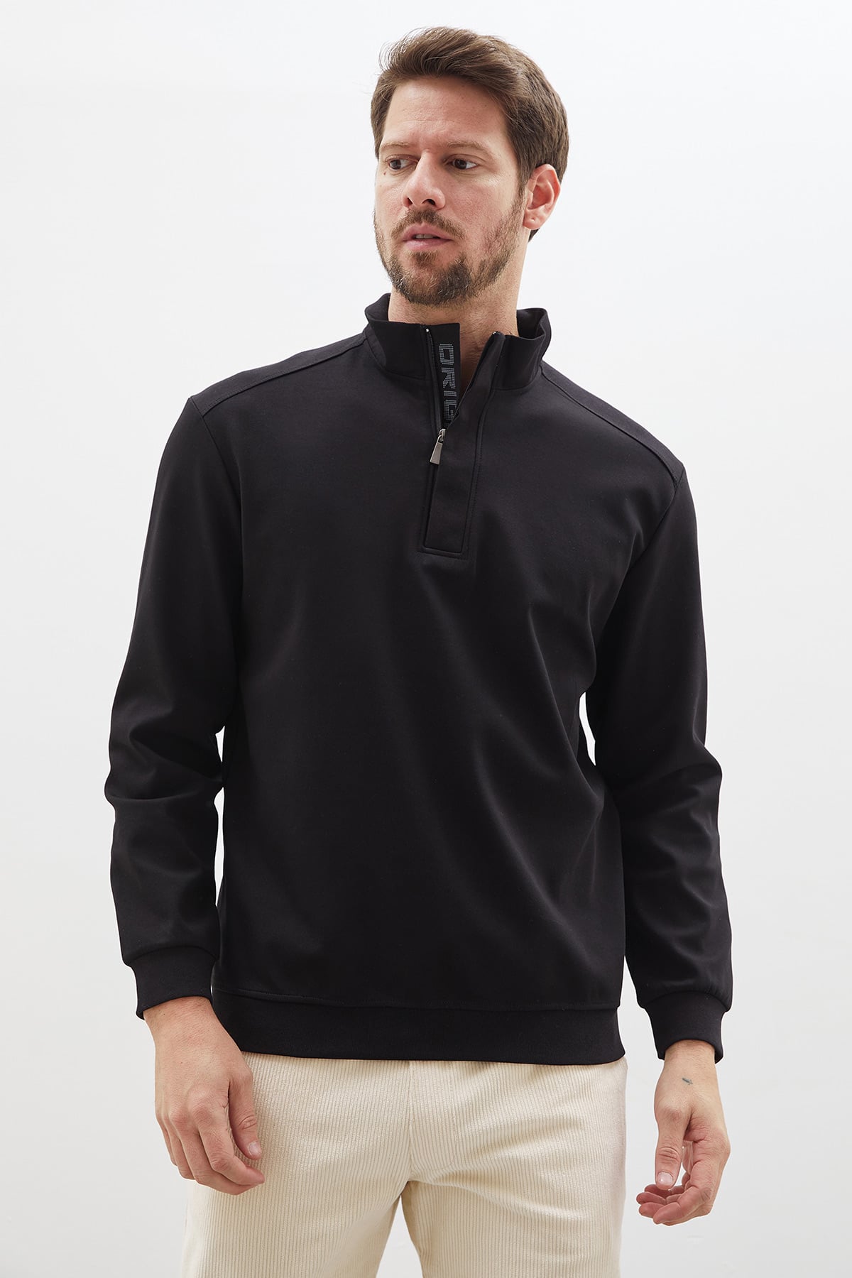 Original Baskılı Yarım Fermuarlı Dik Yaka Sweatshirt 3