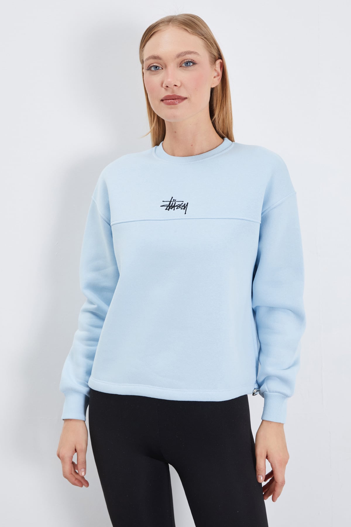 3 İplik İmza Nakışlı Stoperli Oversize Sweatshirt 2