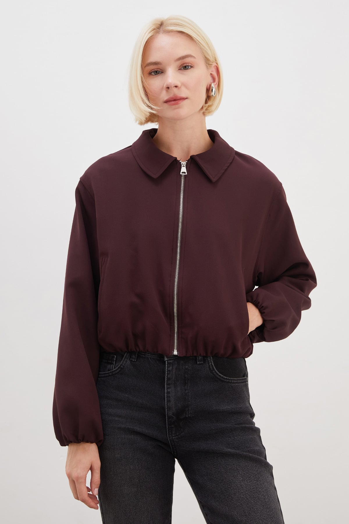 Fermuarlı Polo Yaka Bomber Ceket 7