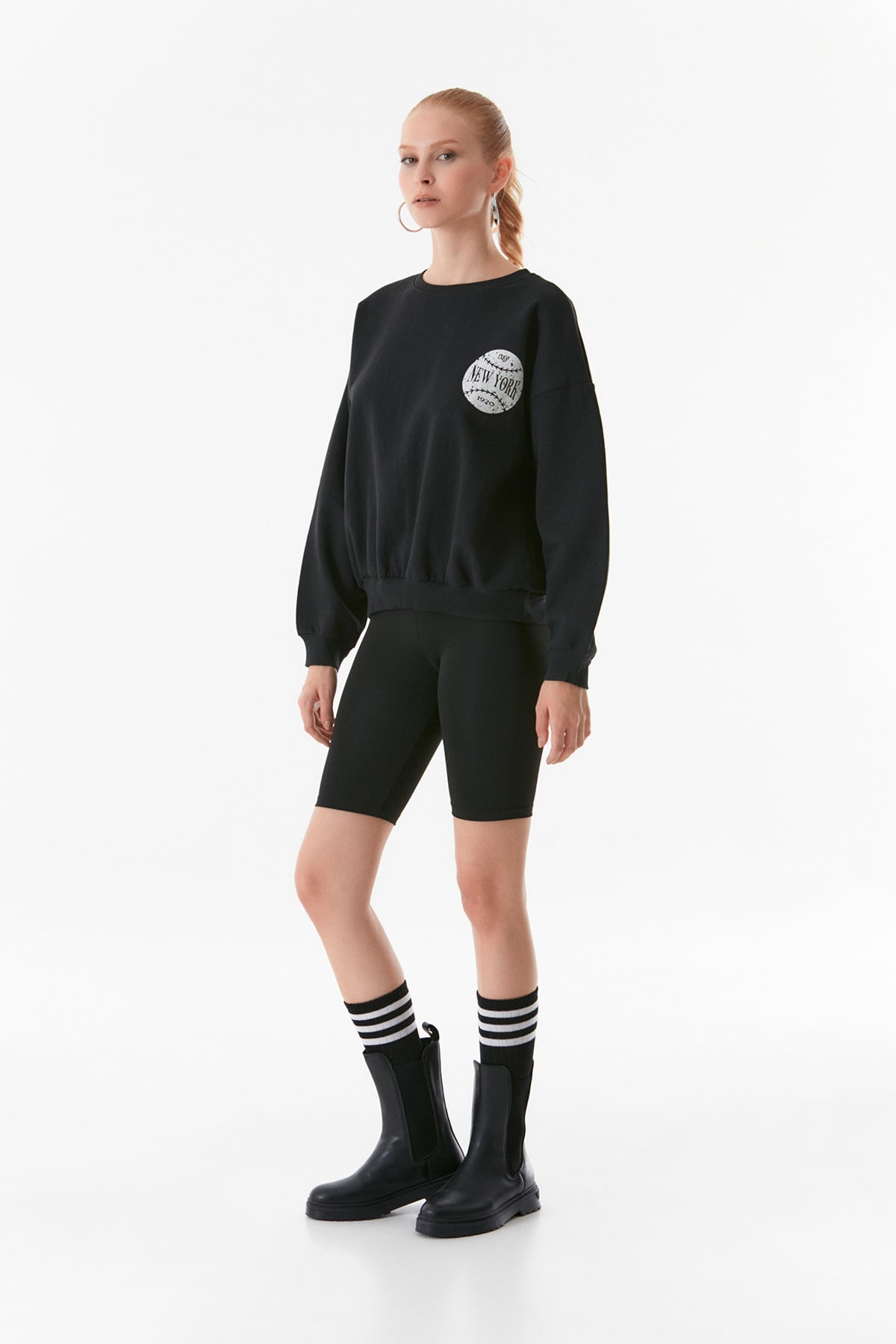 3 İplik New York Baskılı Sweatshirt 4
