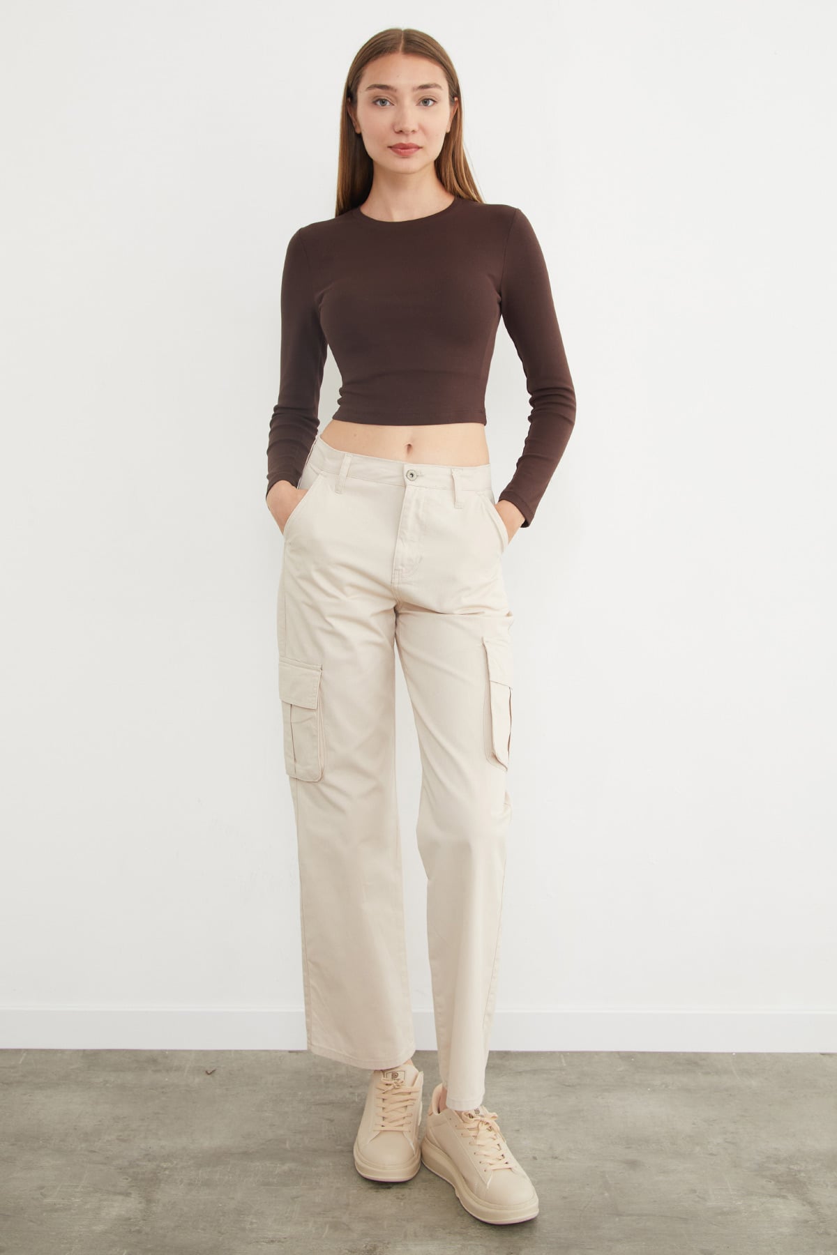 Basic Bisiklet Yaka Uzun Kollu Crop Body 3