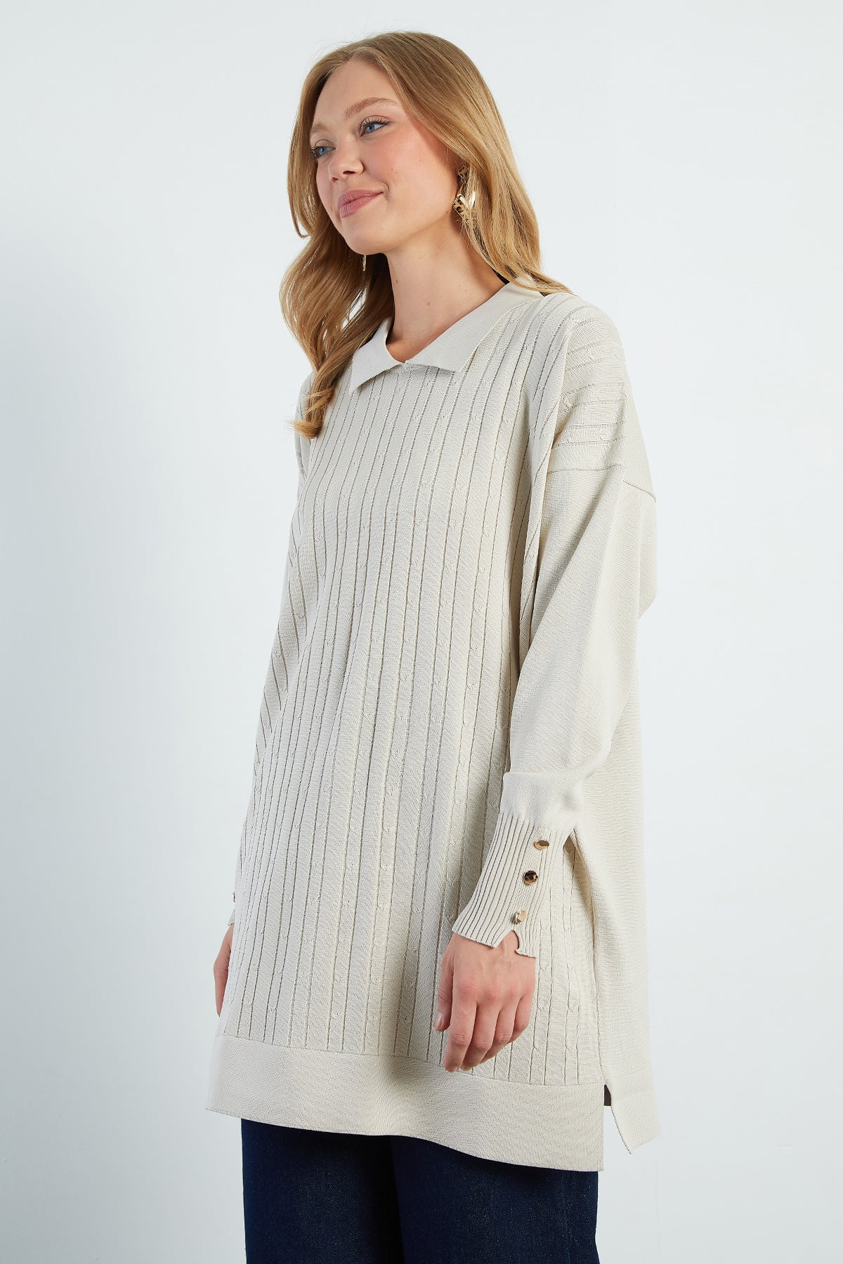 Fullamodest Jakarlı Polo Yaka Tunik 4