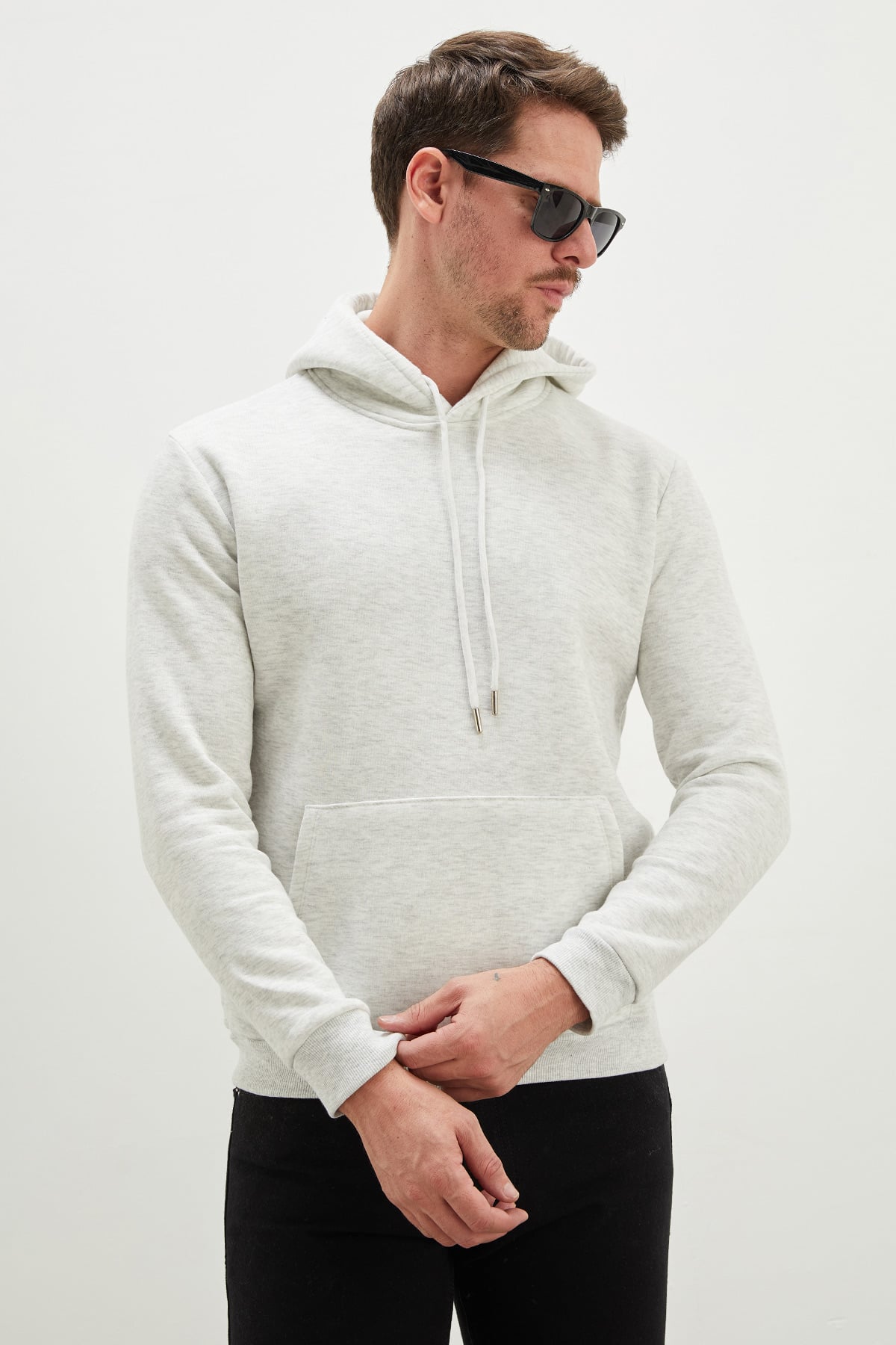 3 İplik Basic Kapüşonlu Kanguru Cepli Sweatshirt 4