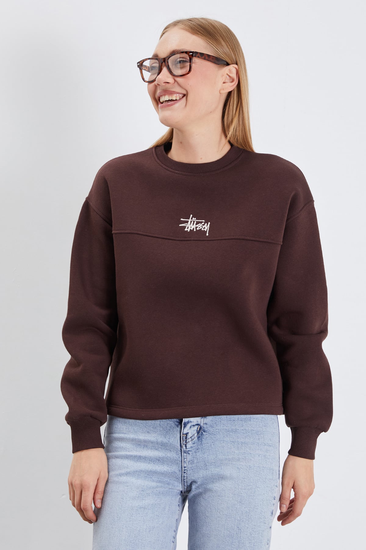 3 İplik İmza Nakışlı Stoperli Oversize Sweatshirt 4