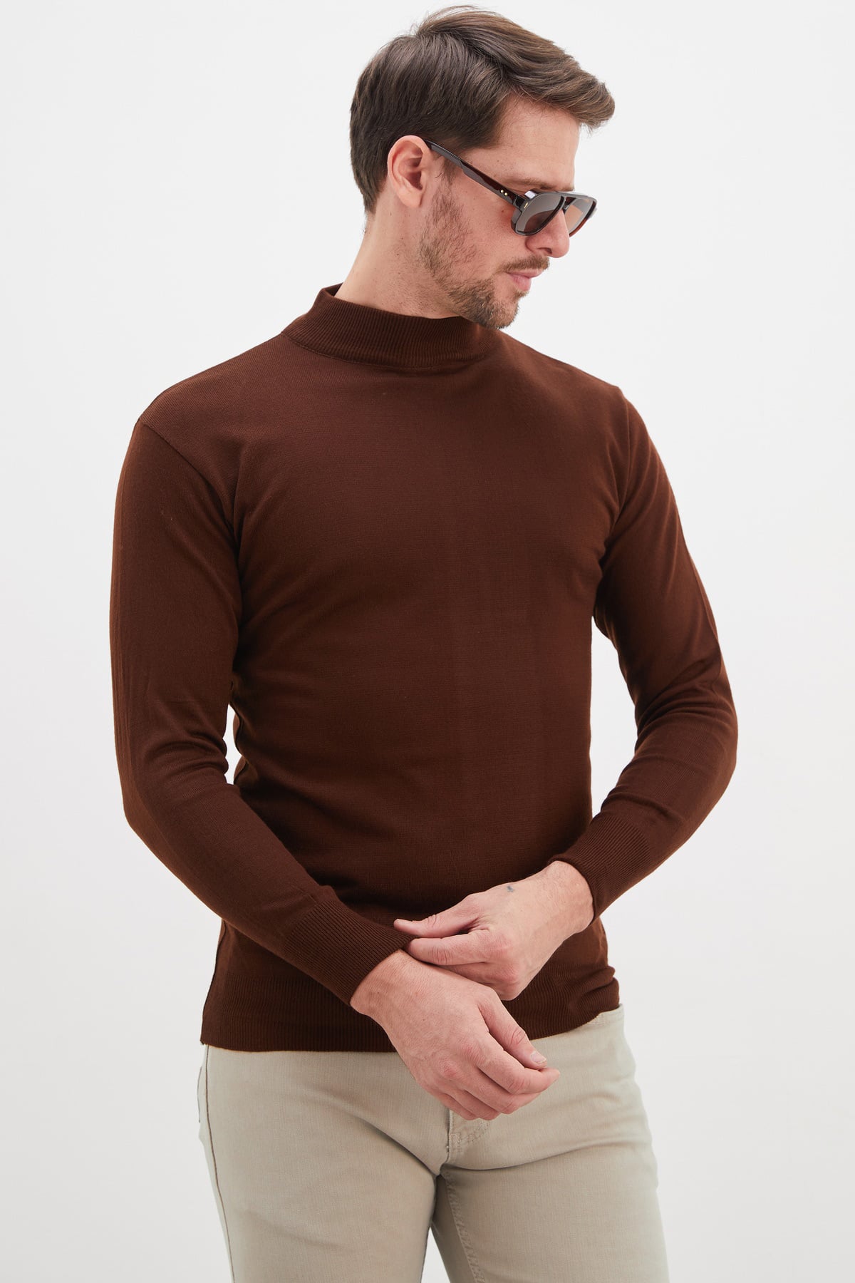 Basic Dik Yaka Regular Fit Triko Kazak 7