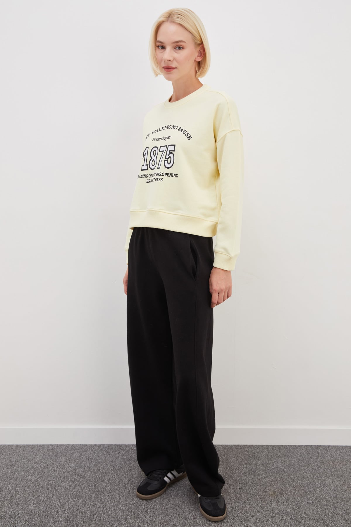 3 İplik Şardonsuz 1875 Baskılı Oversize Sweatshirt 6