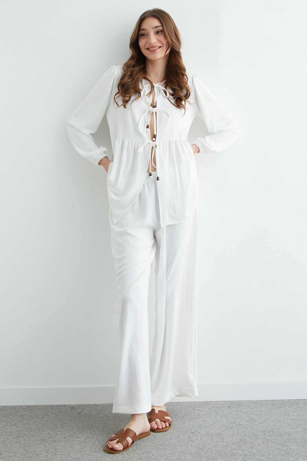 Fullamodest Önü Bağlamalı Ayrobin Kimono 2 Li Takım
