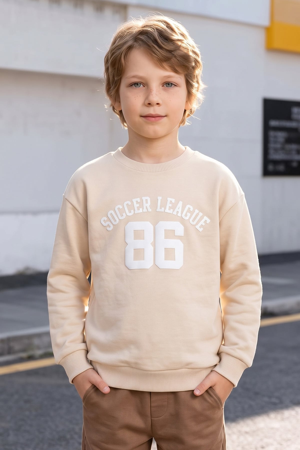 3 İ̇plik Soccer League Baskılı Erkek Çocuk Sweatshirt