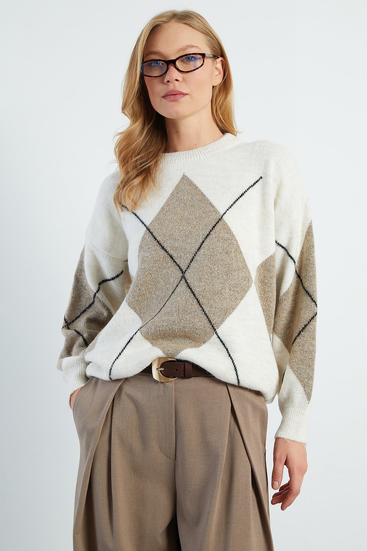 Baklava Desenli Oversize Kazak 2