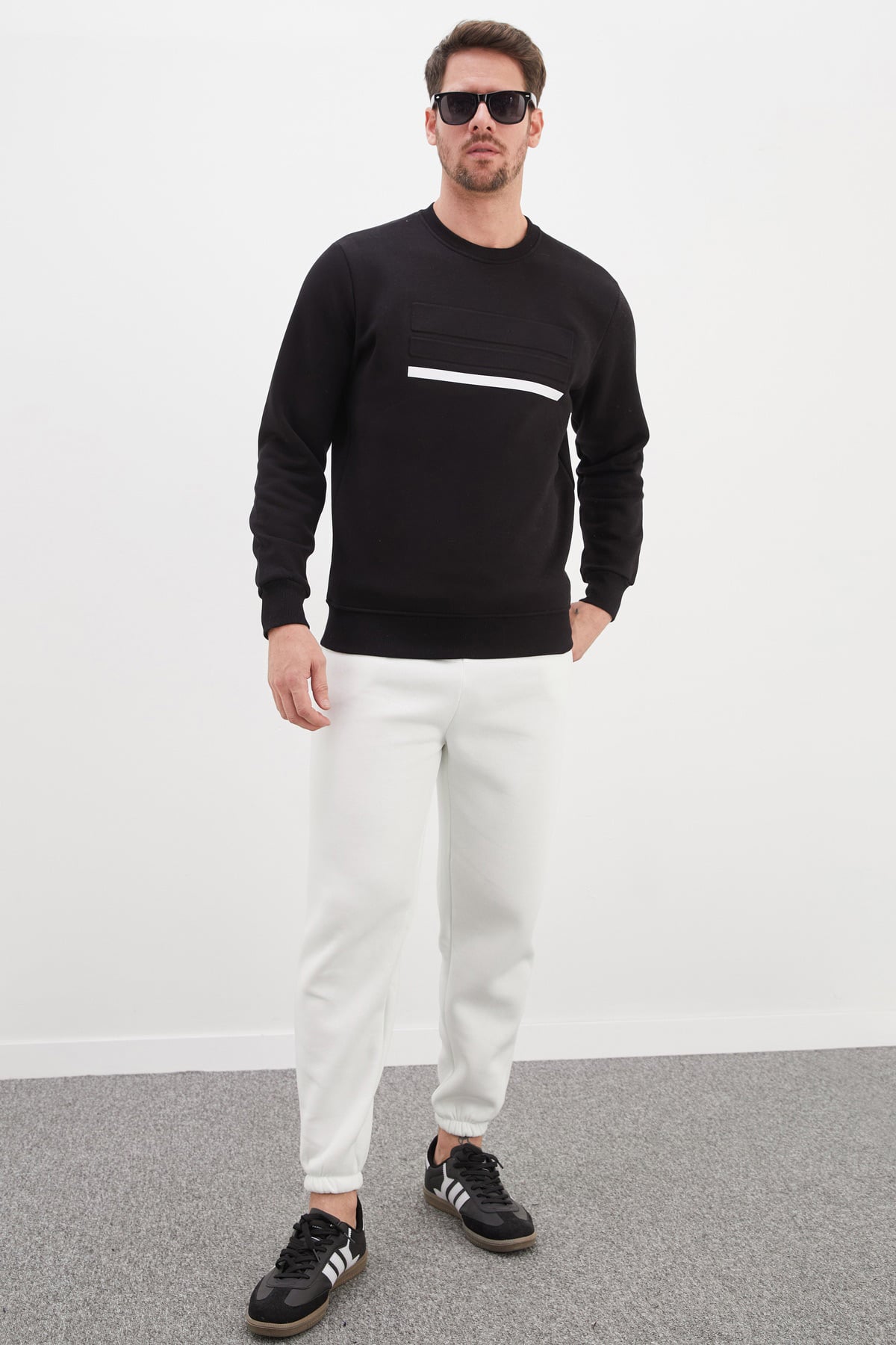 3 İplik Baskılı Bisiklet Yaka Sweatshirt 3