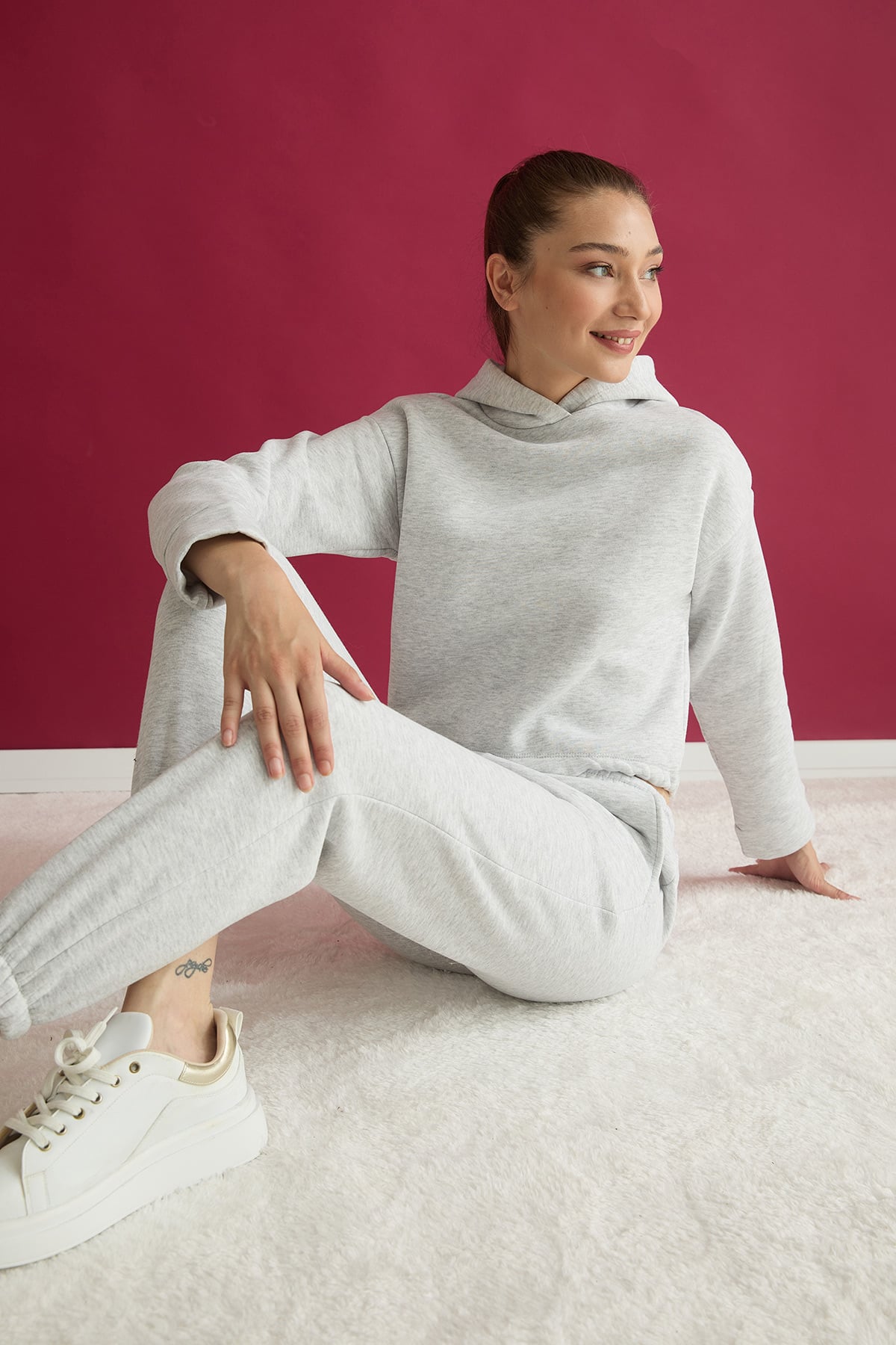 3 İplik Basic Beli Stoperli Jogger Eşofman Takımı