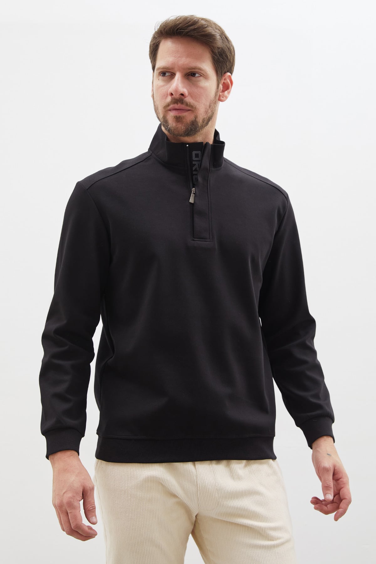 Original Baskılı Yarım Fermuarlı Dik Yaka Sweatshirt 4