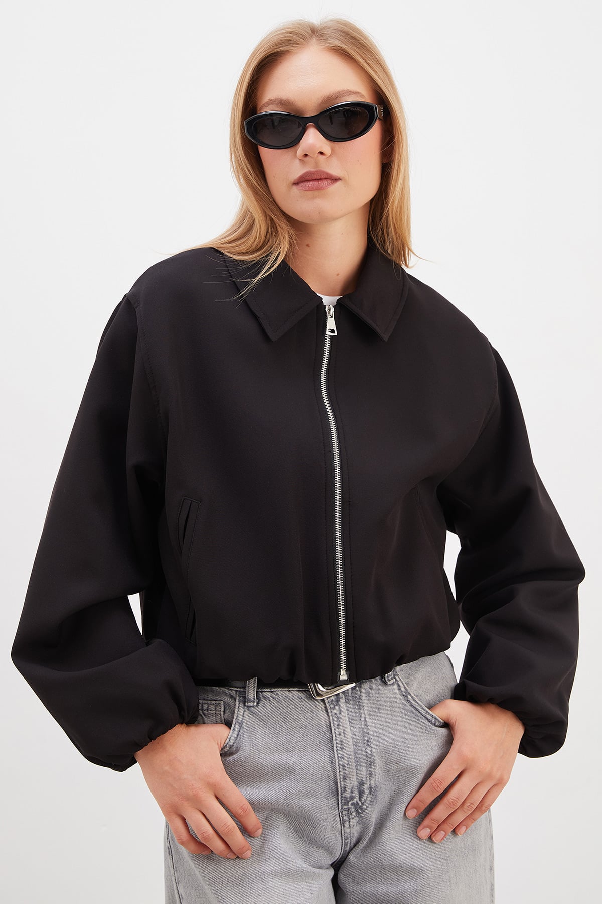Fermuarlı Polo Yaka Bomber Ceket 7