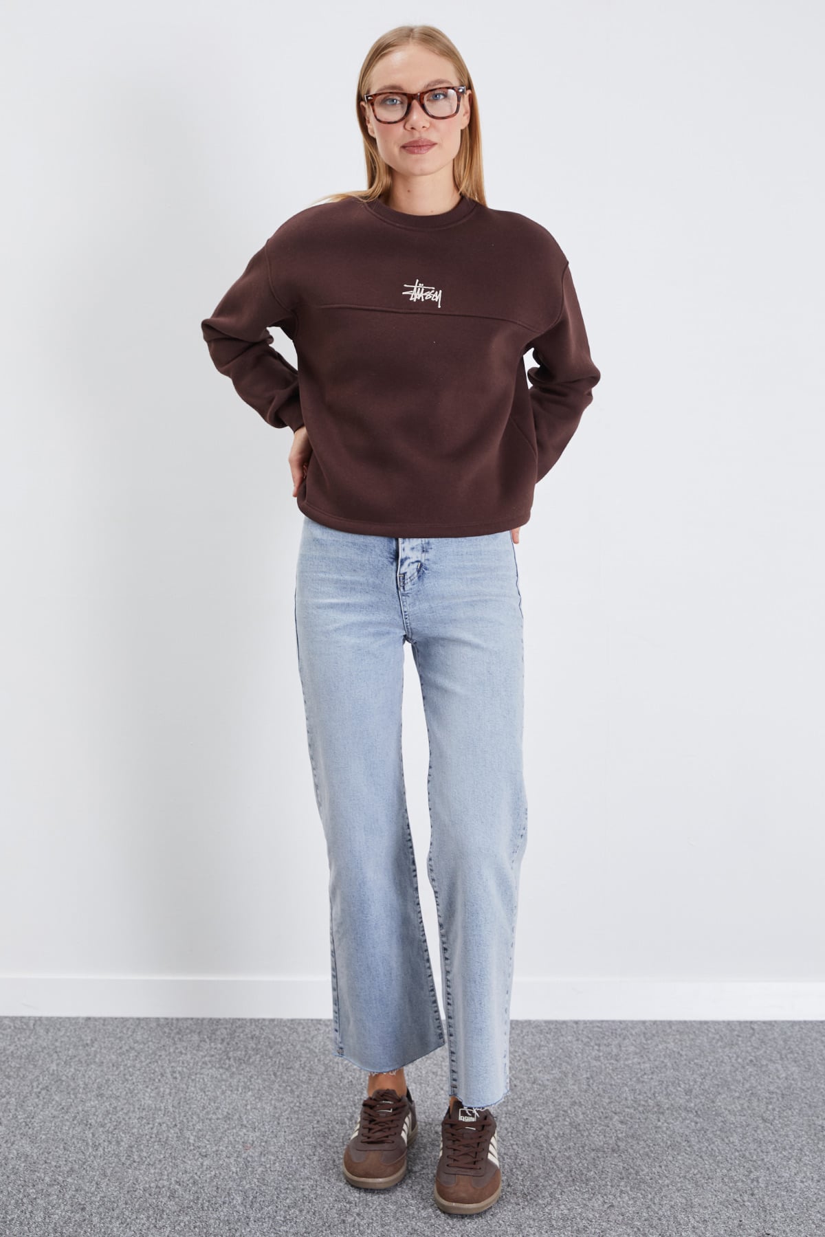 3 İplik İmza Nakışlı Stoperli Oversize Sweatshirt 6
