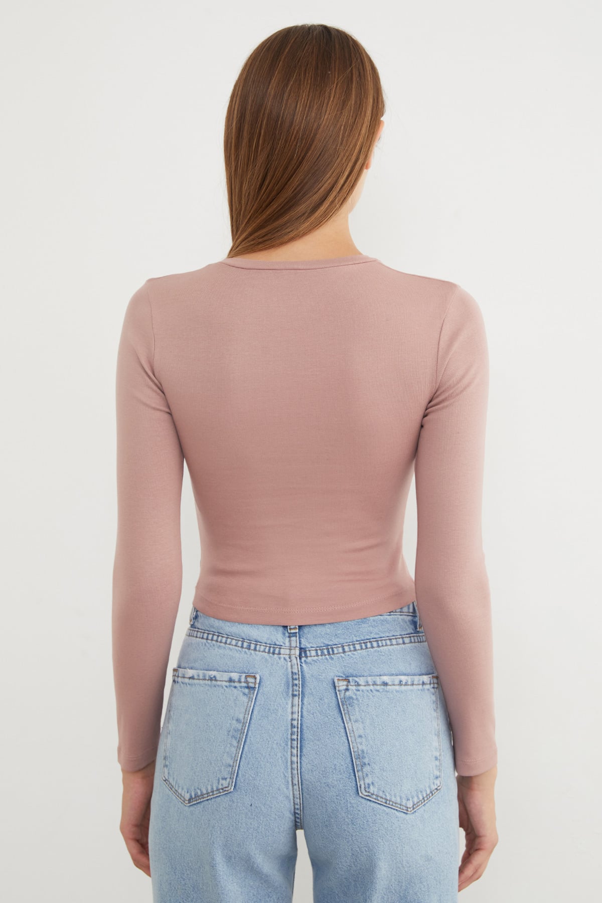 Basic Bisiklet Yaka Uzun Kollu Crop Body 6