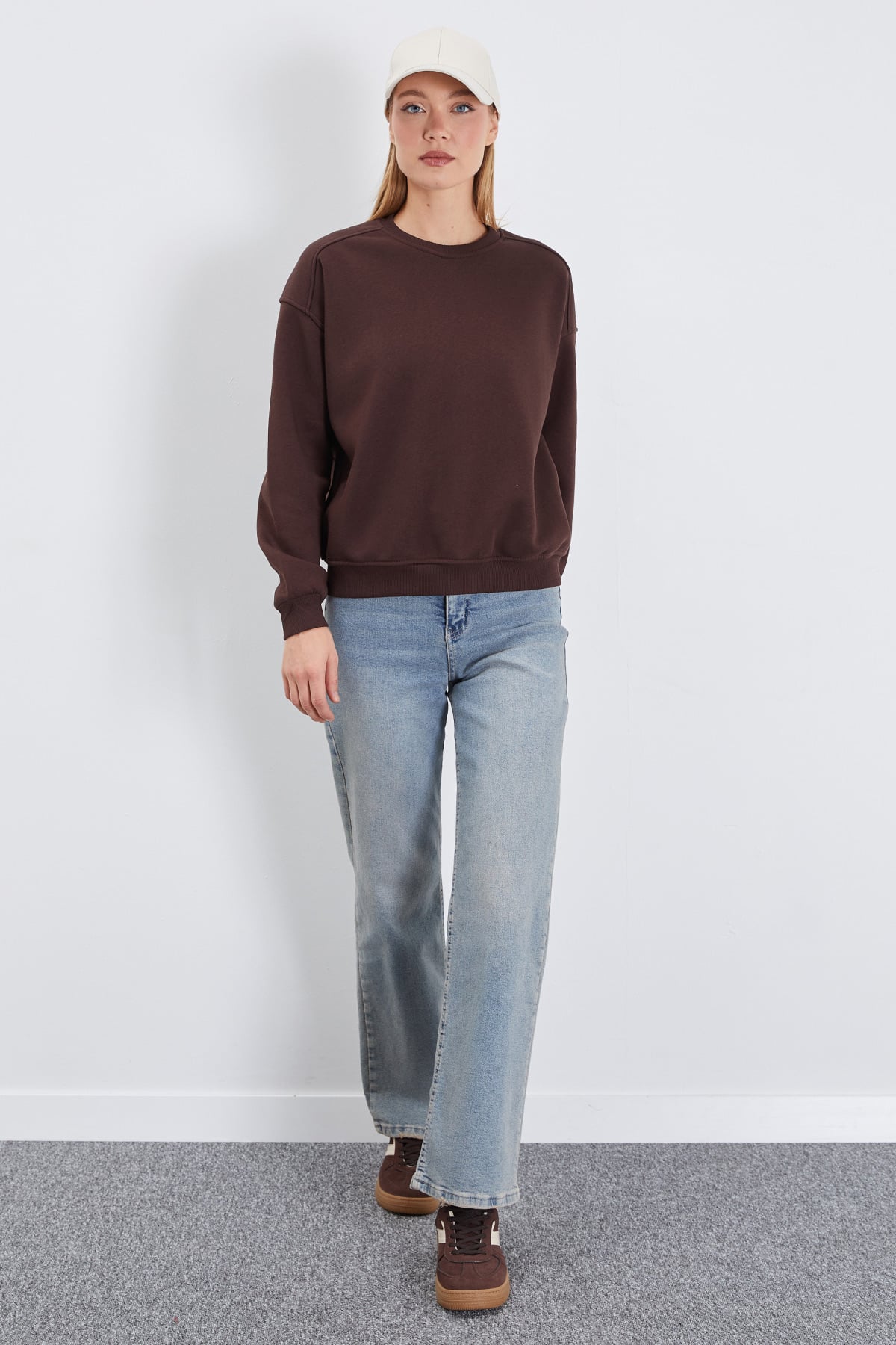 3 İplik Basic Bisiklet Yaka Oversize Sweatshirt 6