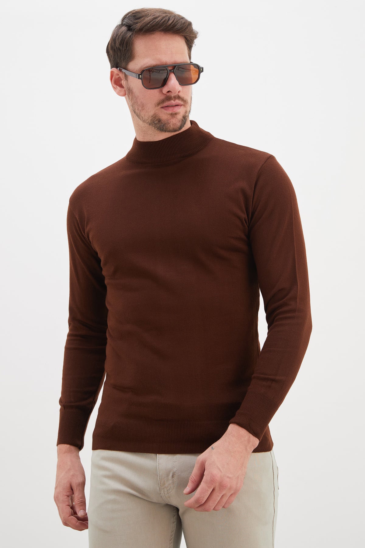 Basic Dik Yaka Regular Fit Triko Kazak 5
