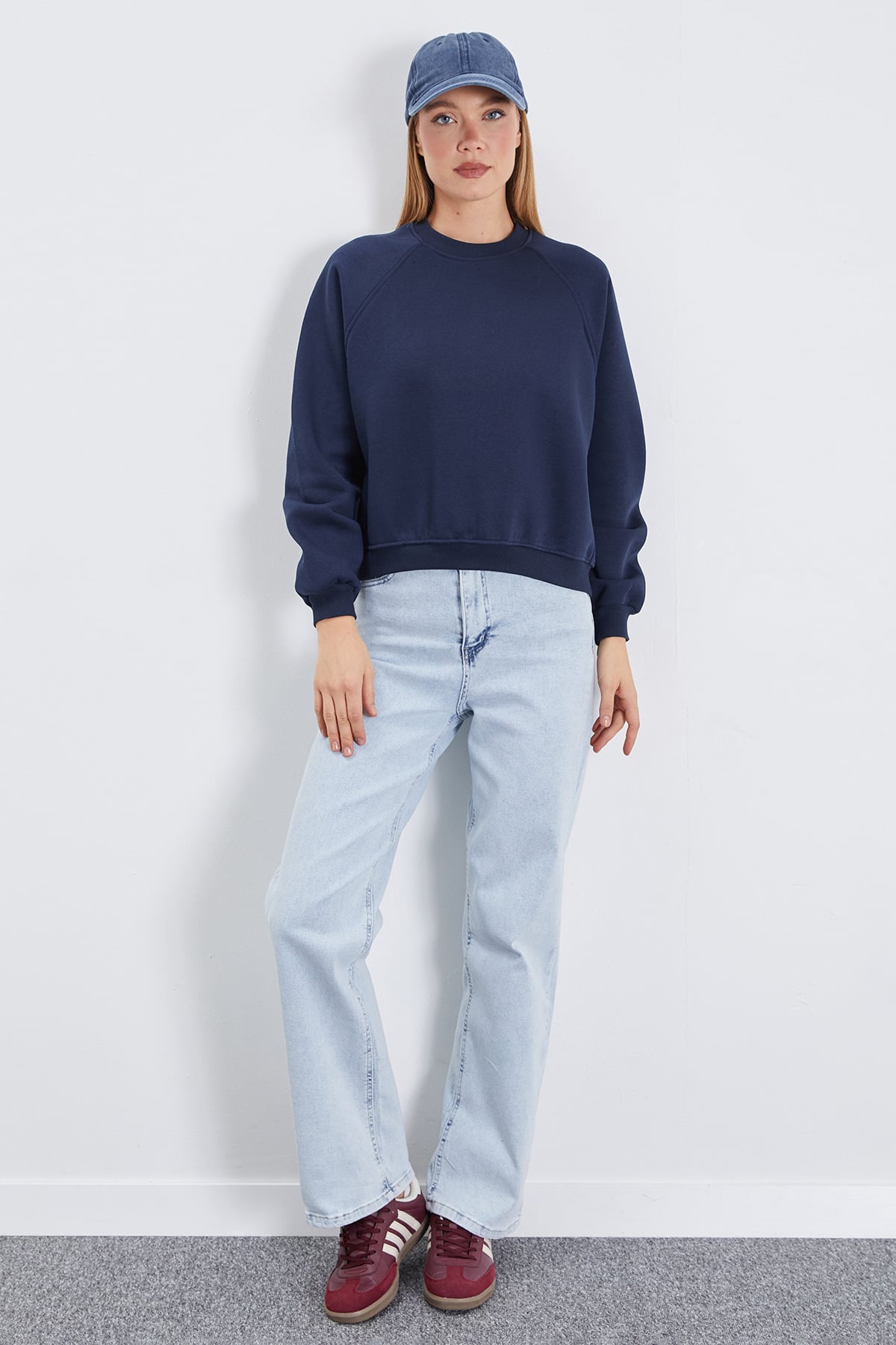 3 İplik Basic Bisiklet Yaka Oversize Sweatshirt 3