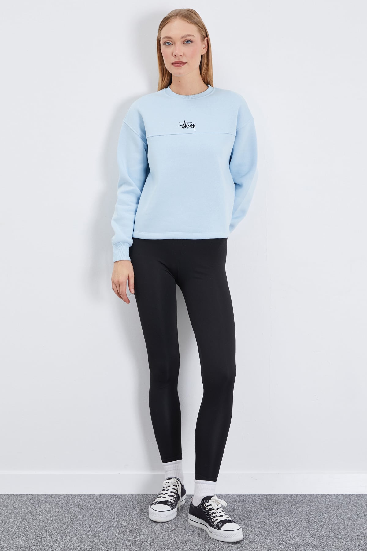 3 İplik İmza Nakışlı Stoperli Oversize Sweatshirt 4