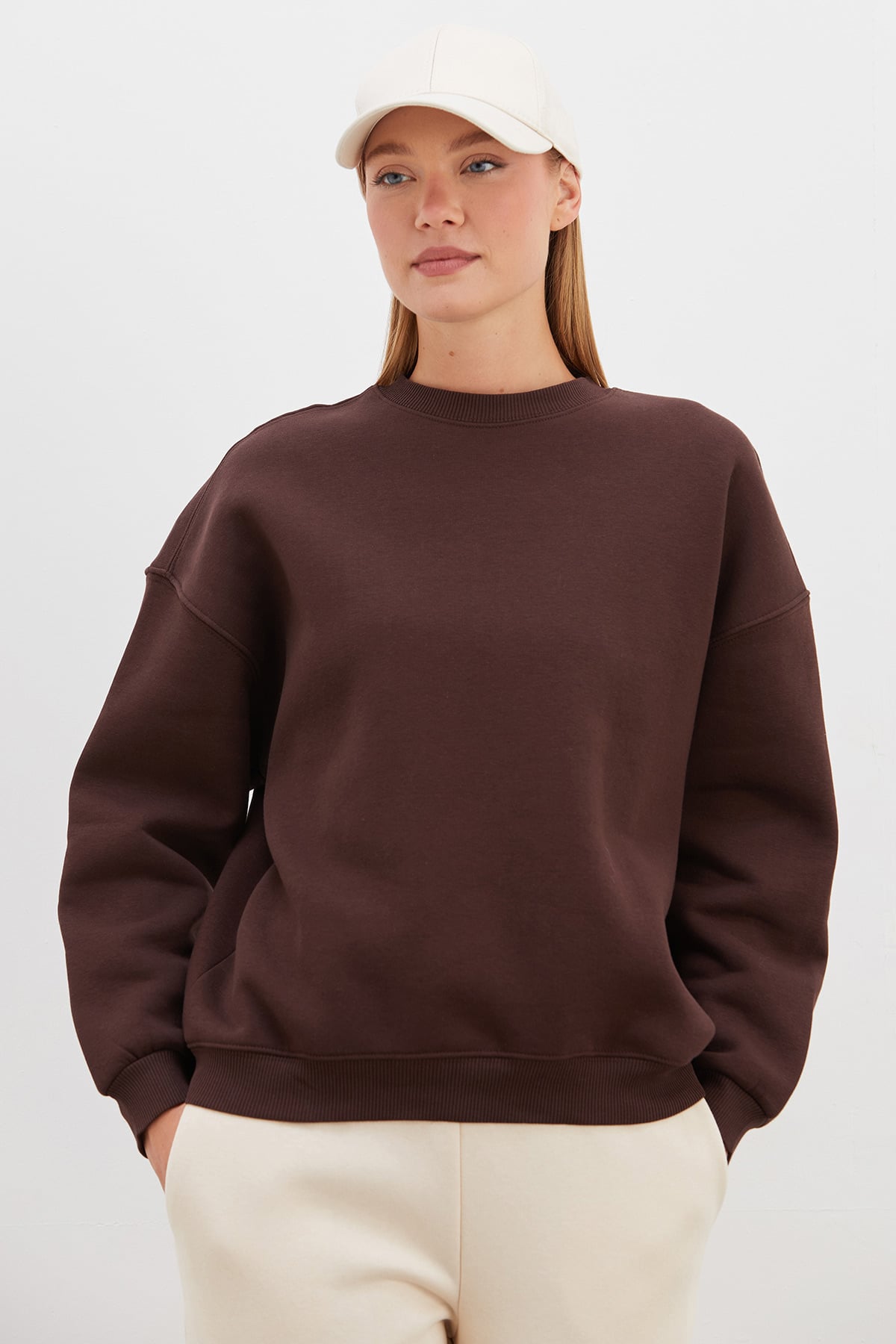 3 İplik Basic Bisiklet Yaka Oversize Sweatshirt 2