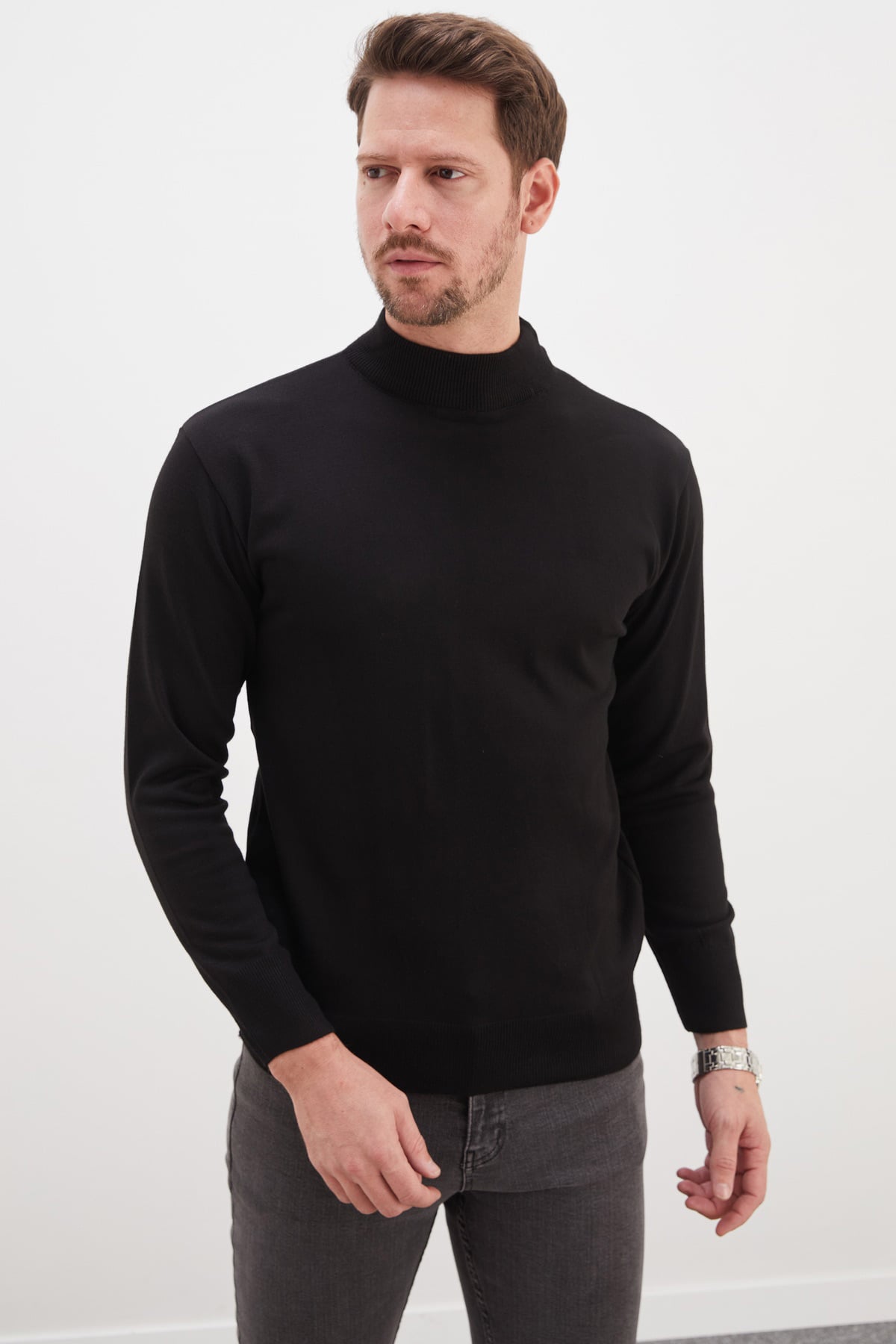 Basic Dik Yaka Regular Fit Triko Kazak 7