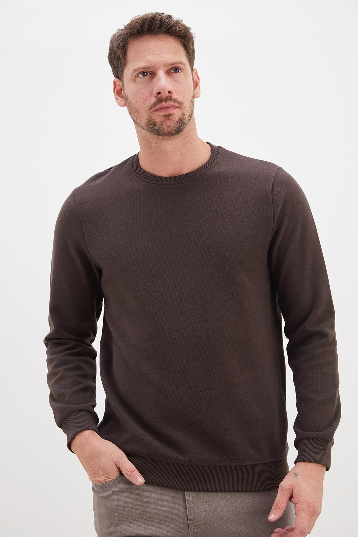 Fitilli Bisiklet Yaka Selanik Örgü Sweatshirt 6
