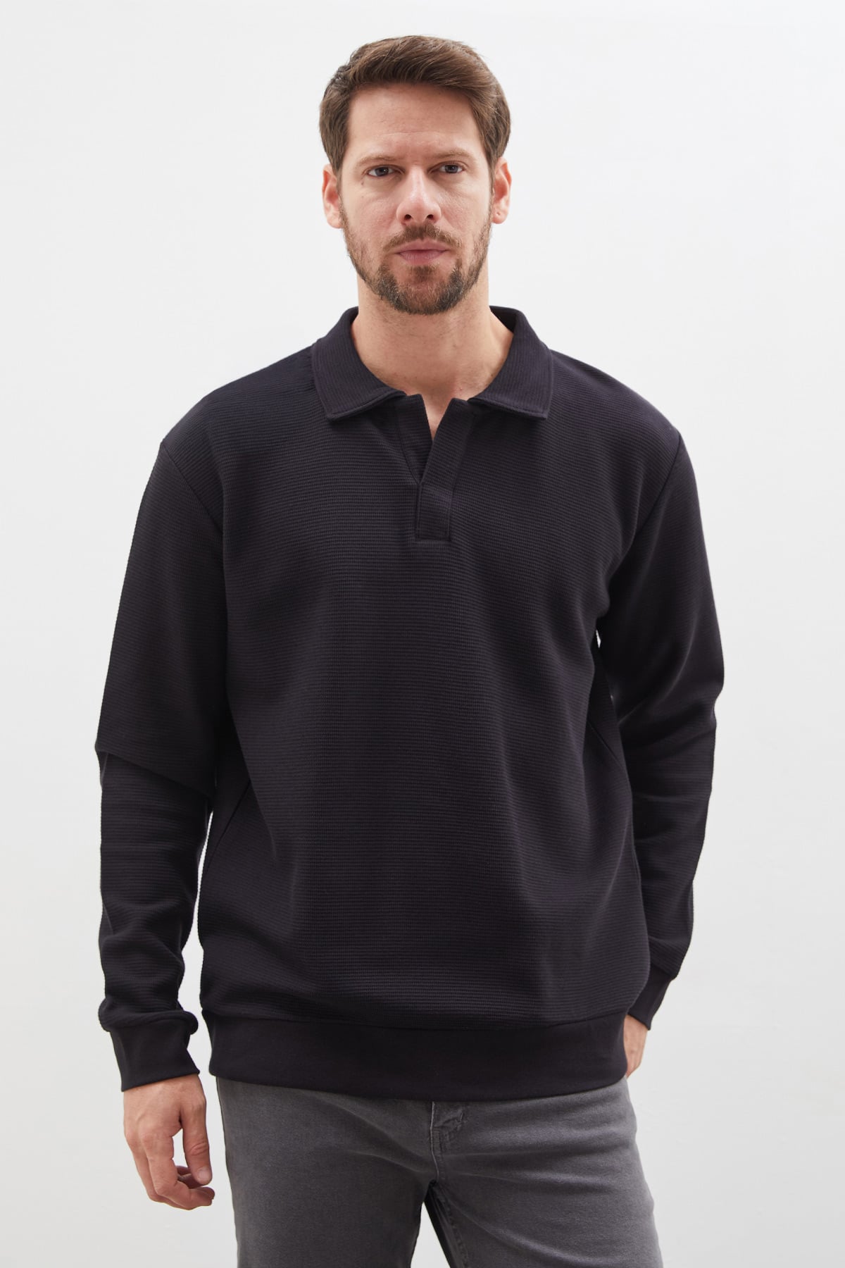 Petek Kumaş Apaş Yaka Regular Sweatshirt 4