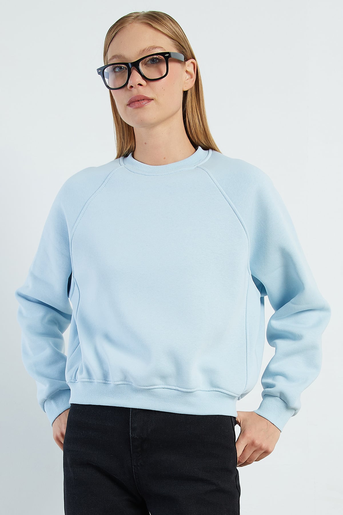 3 İplik Basic Bisiklet Yaka Oversize Sweatshirt 3